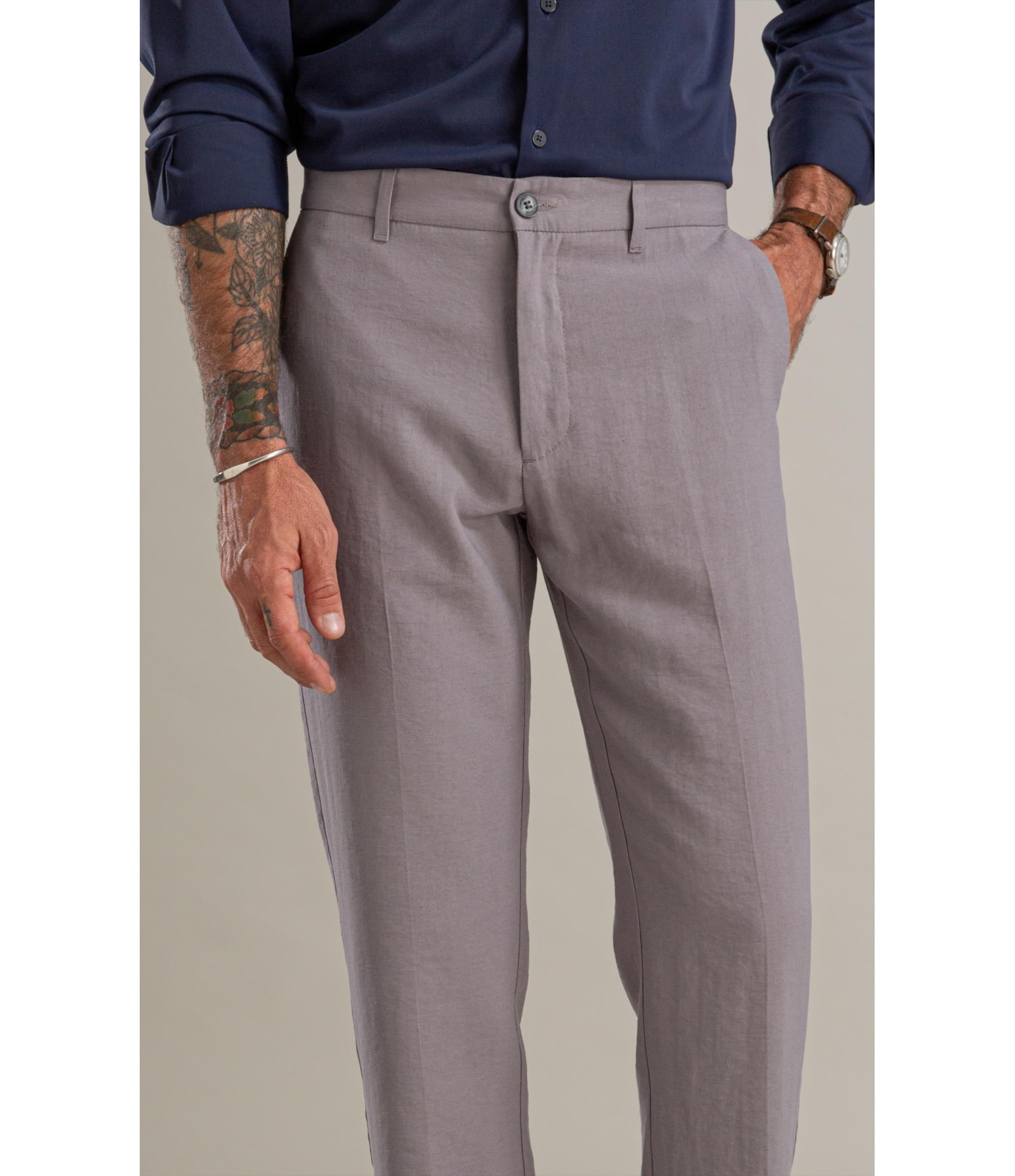 Calça Linho  Chino Classic Marant Prata