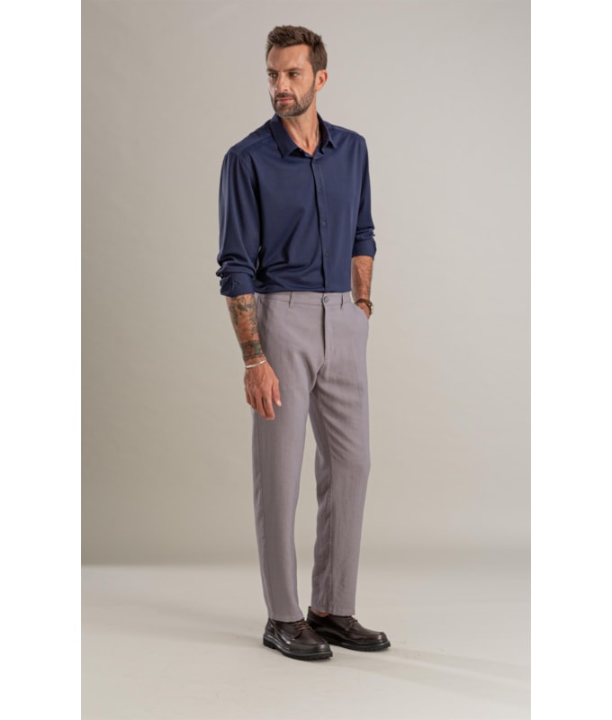 Calça Linho  Chino Classic Marant Prata