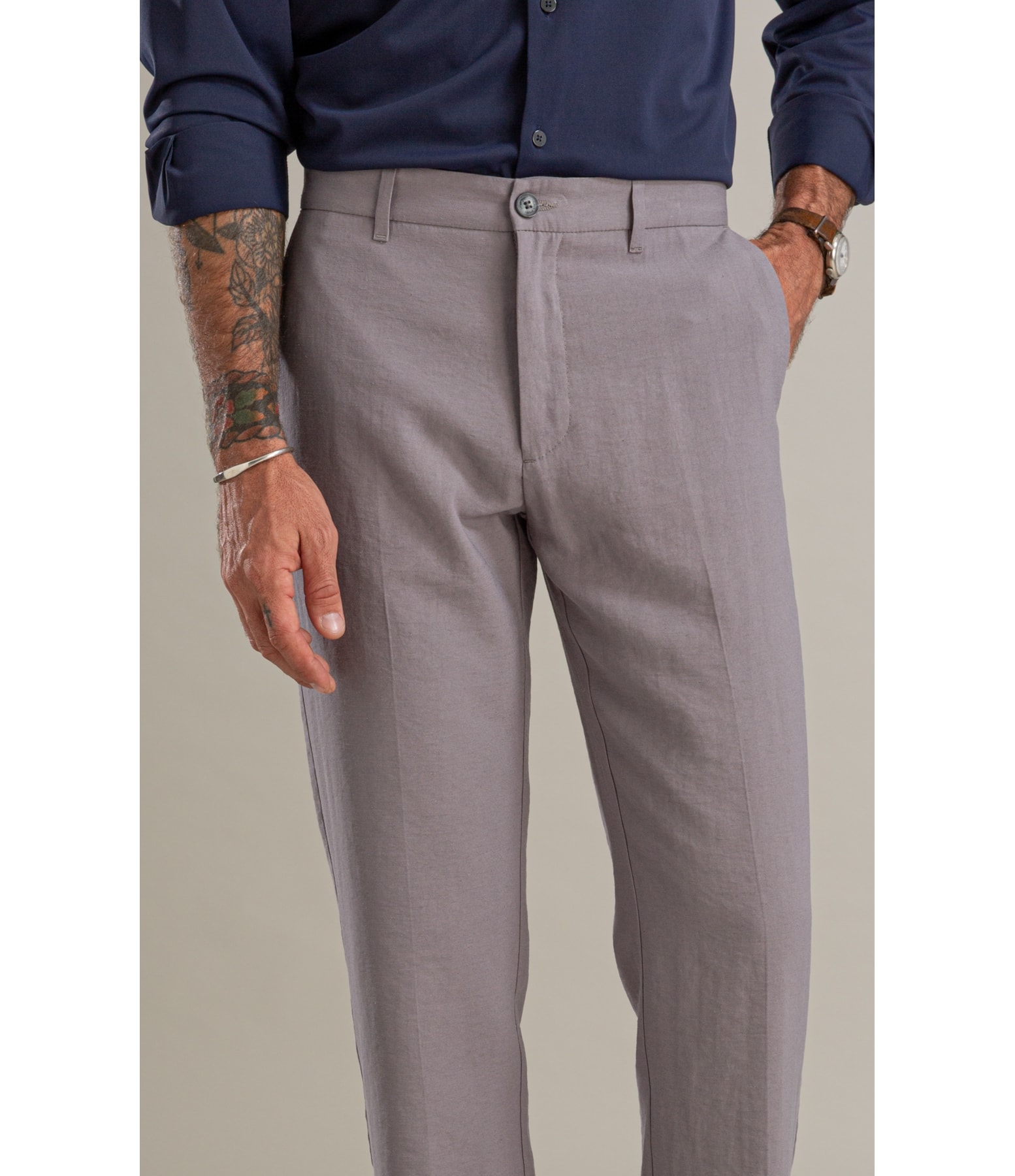 Calça Linho  Chino Classic Marant Prata