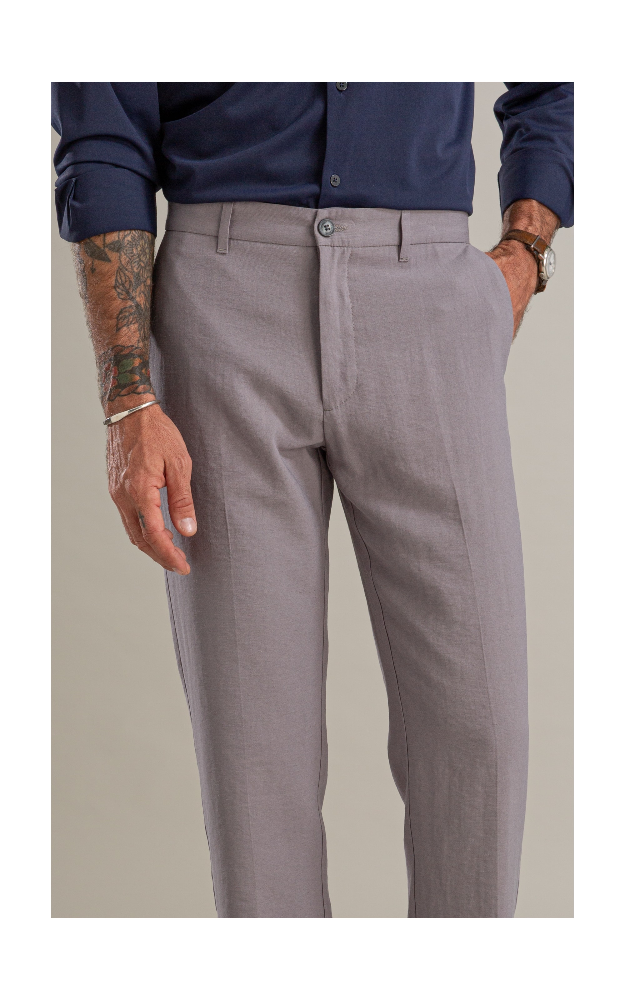 Calça Linho  Chino Classic Marant Prata