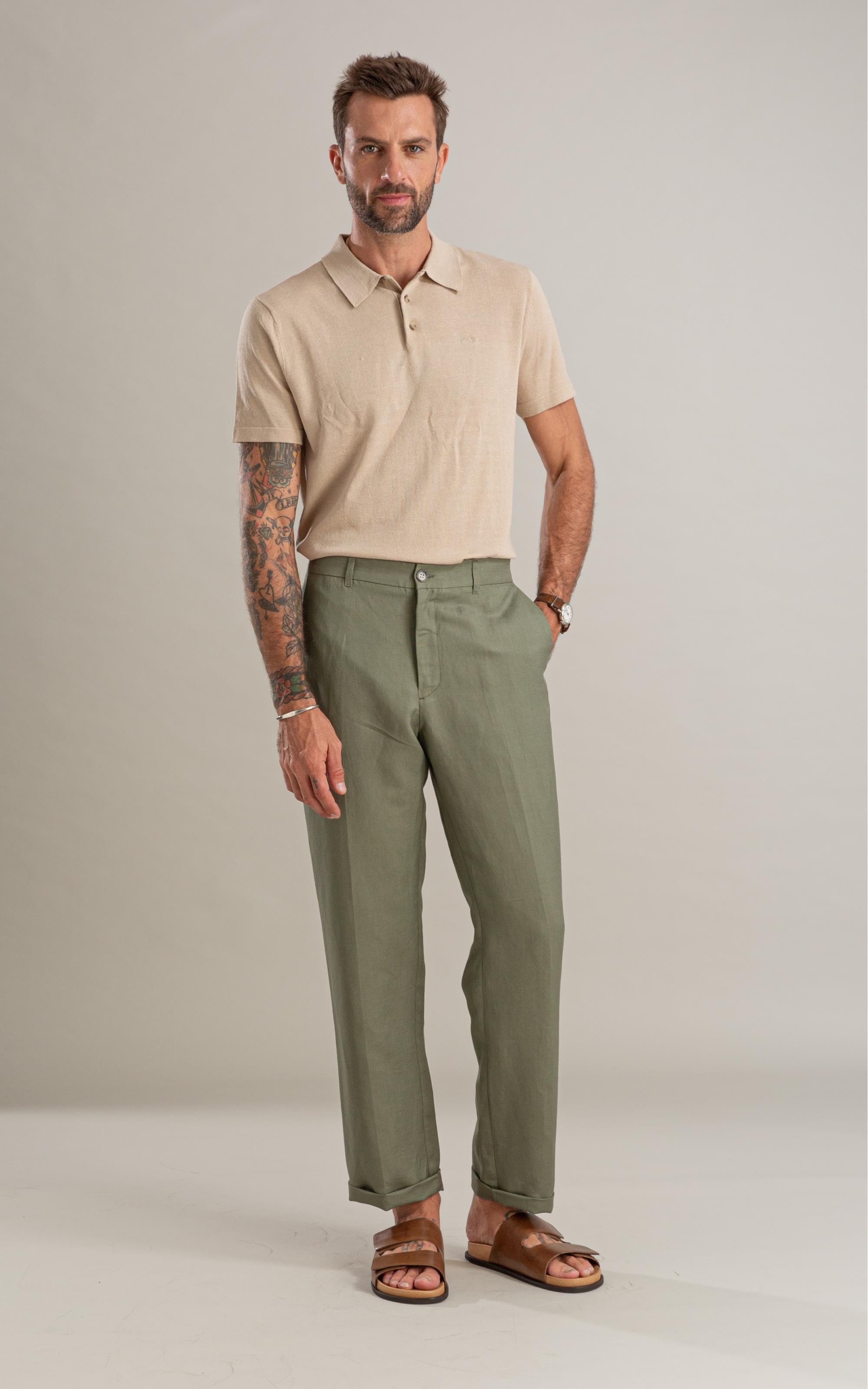 Calça Linho  Chino Classic Verde Militar