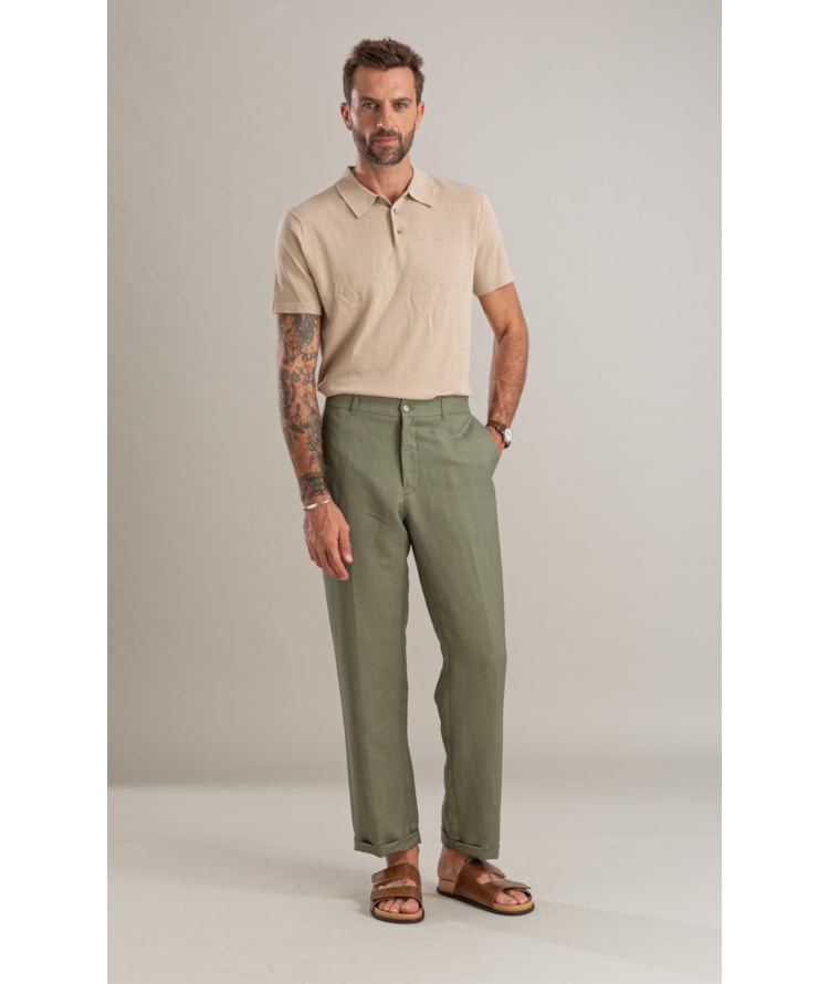 Calça Linho  Chino Classic Verde Militar