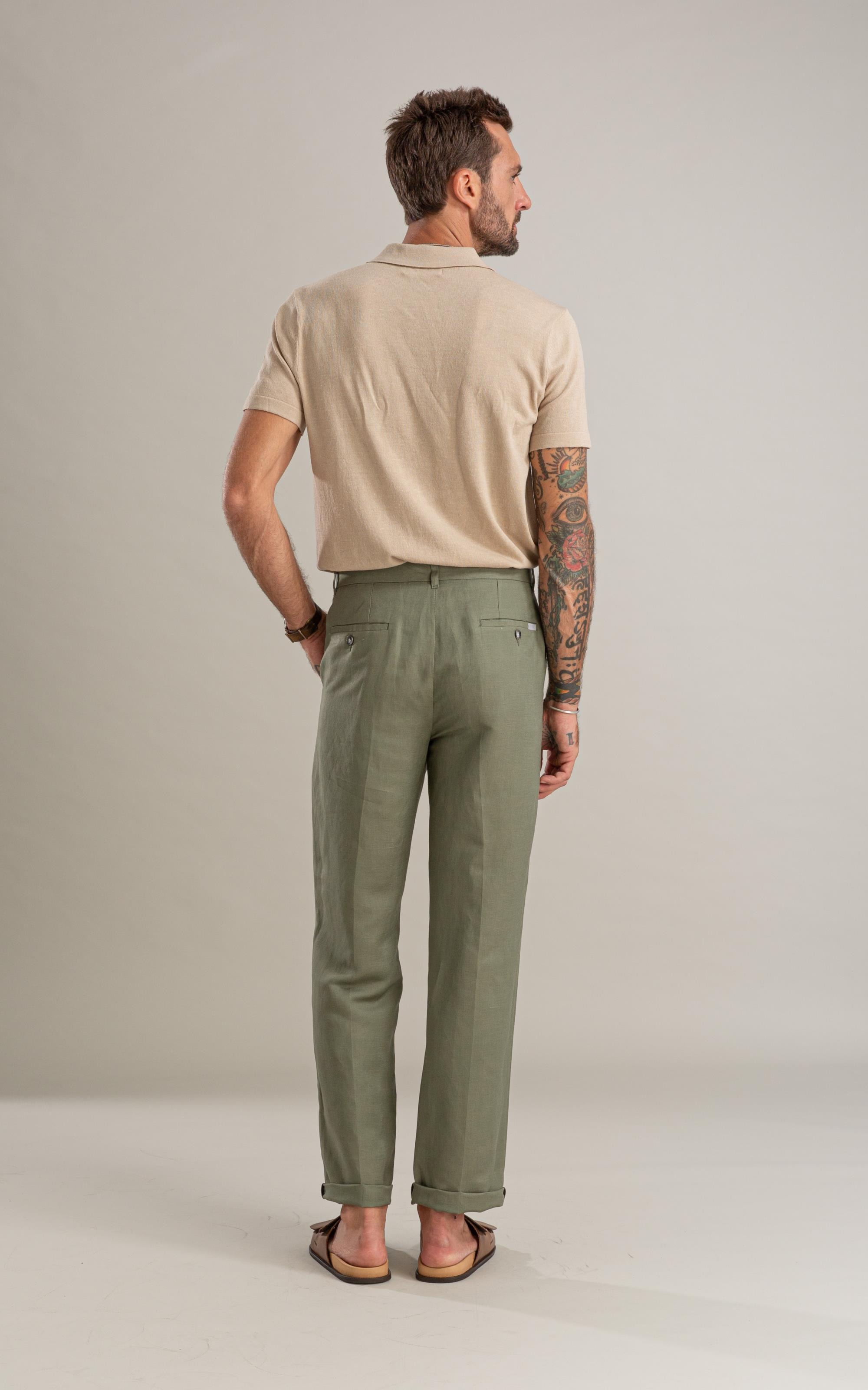 Calça Linho  Chino Classic Verde Militar