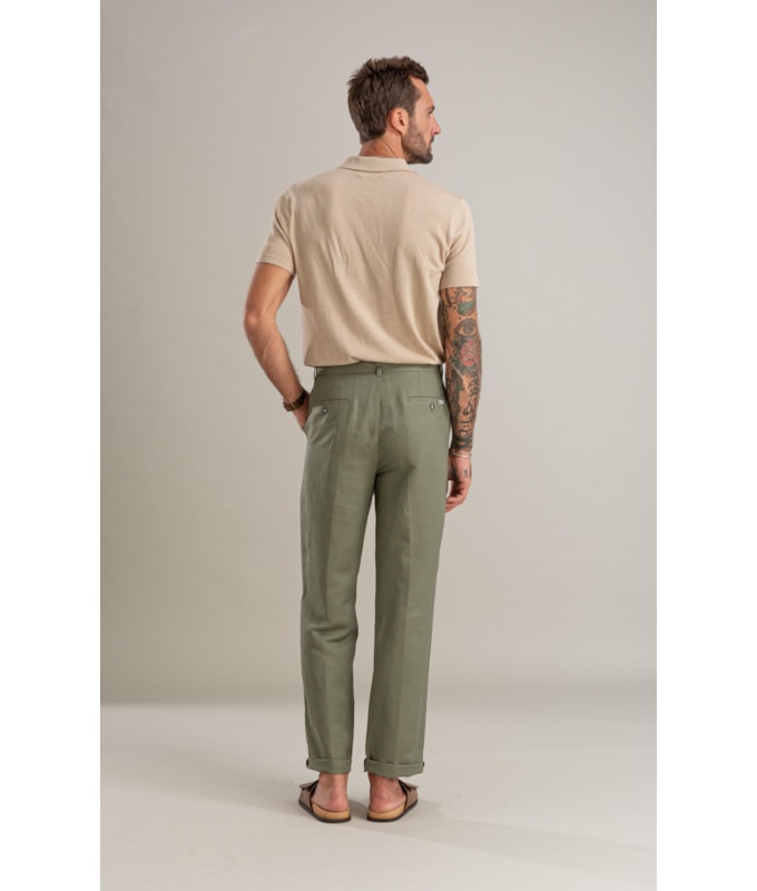 Calça Linho  Chino Classic Verde Militar