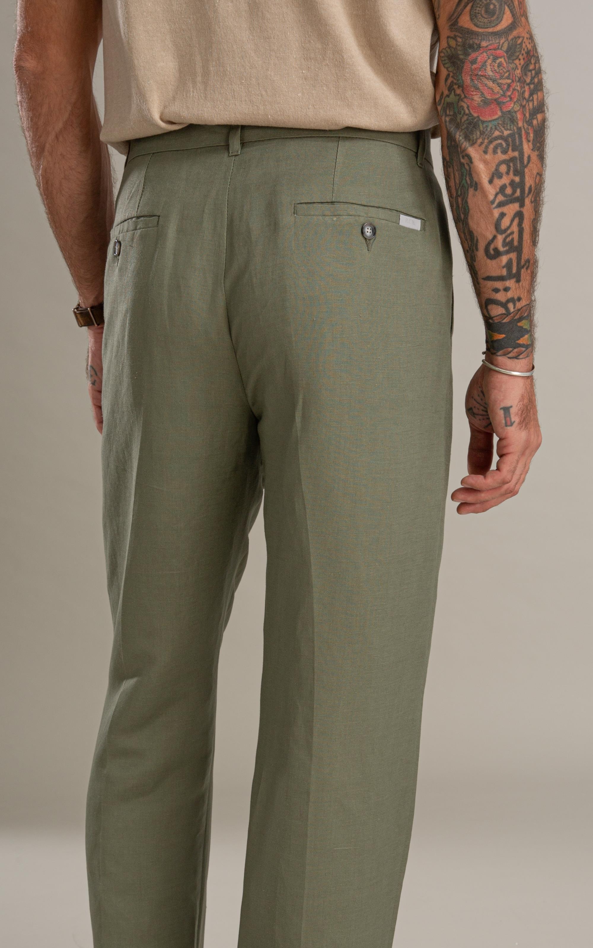 Calça Linho  Chino Classic Verde Militar