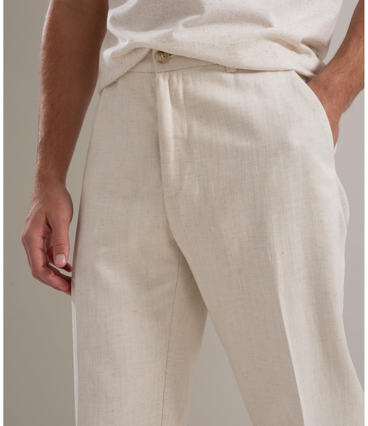 Calça Linho  Chino Estonia Natural