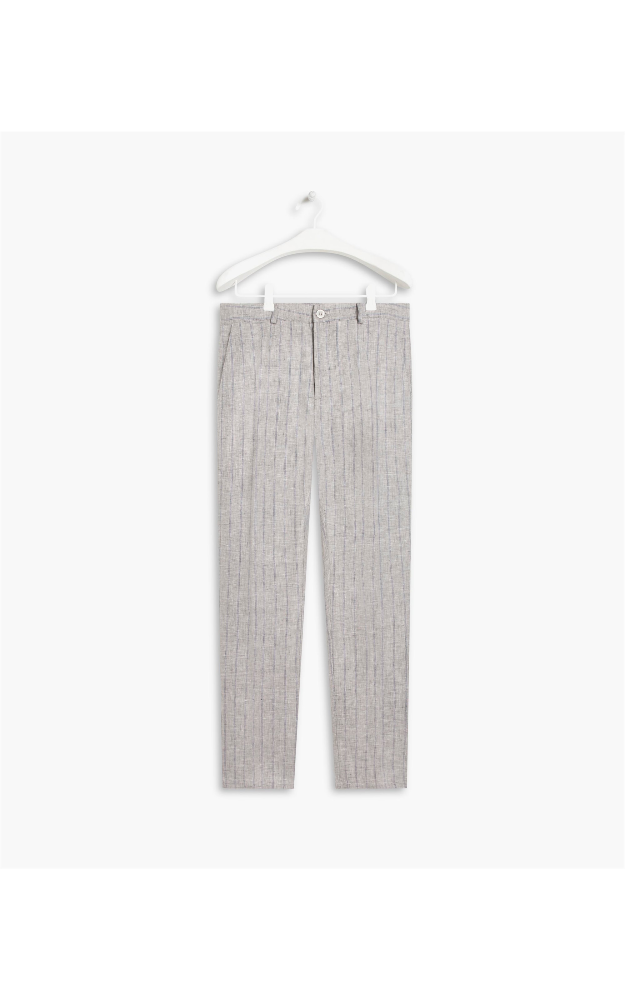 Calça Linho  Chino Stripes Silver Gray