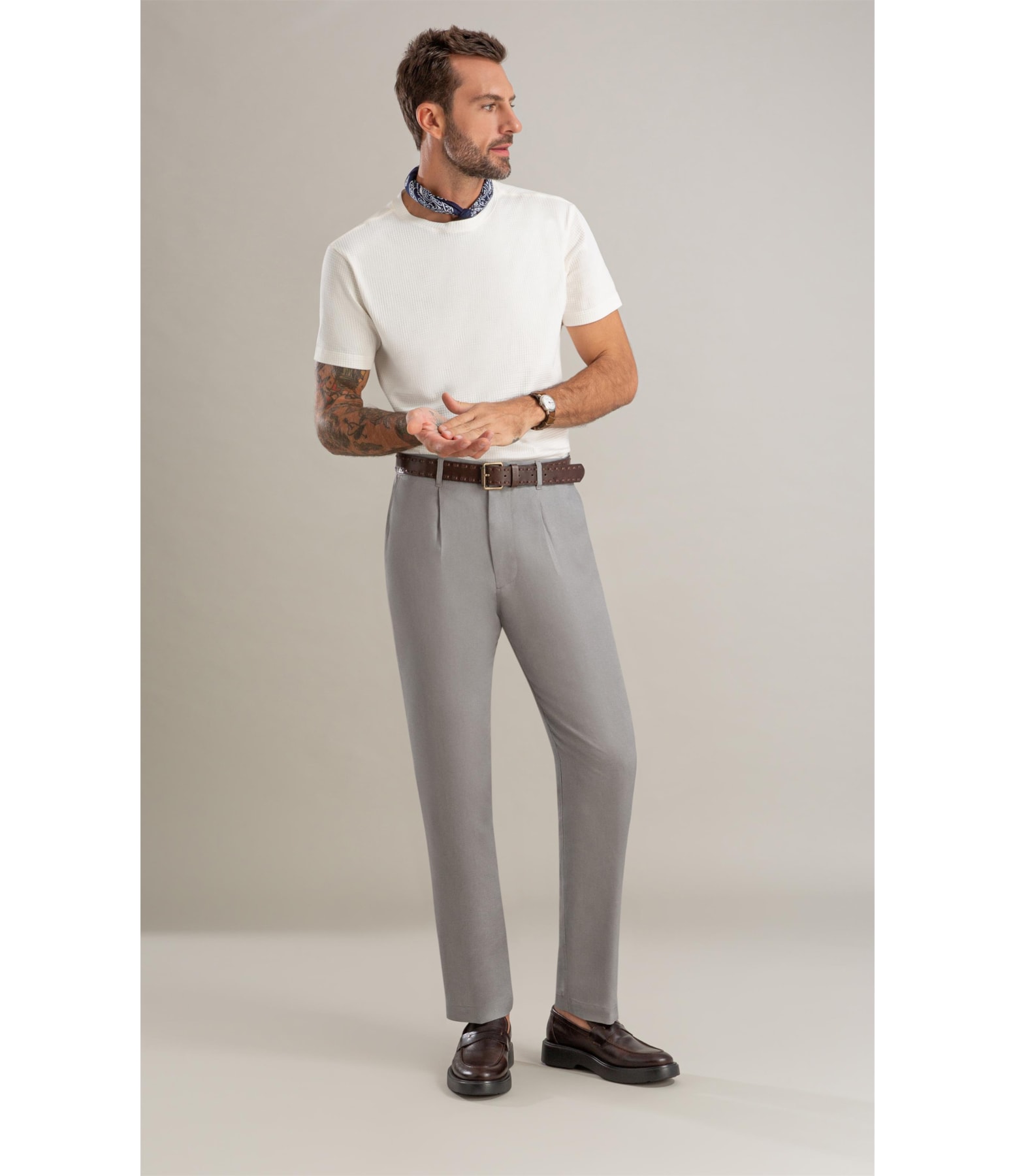 Calça Linho  Chino Tolit Cinza Medio