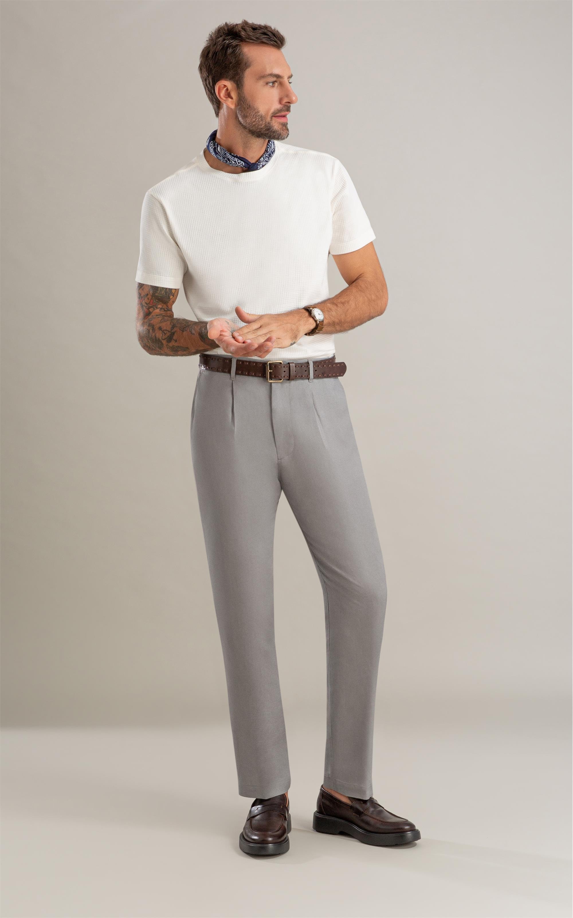 Calça Linho  Chino Tolit Cinza Medio
