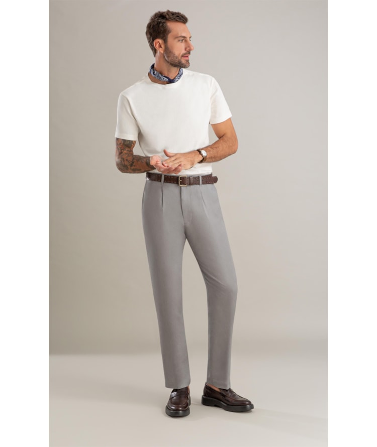 Calça Linho  Chino Tolit Cinza Medio