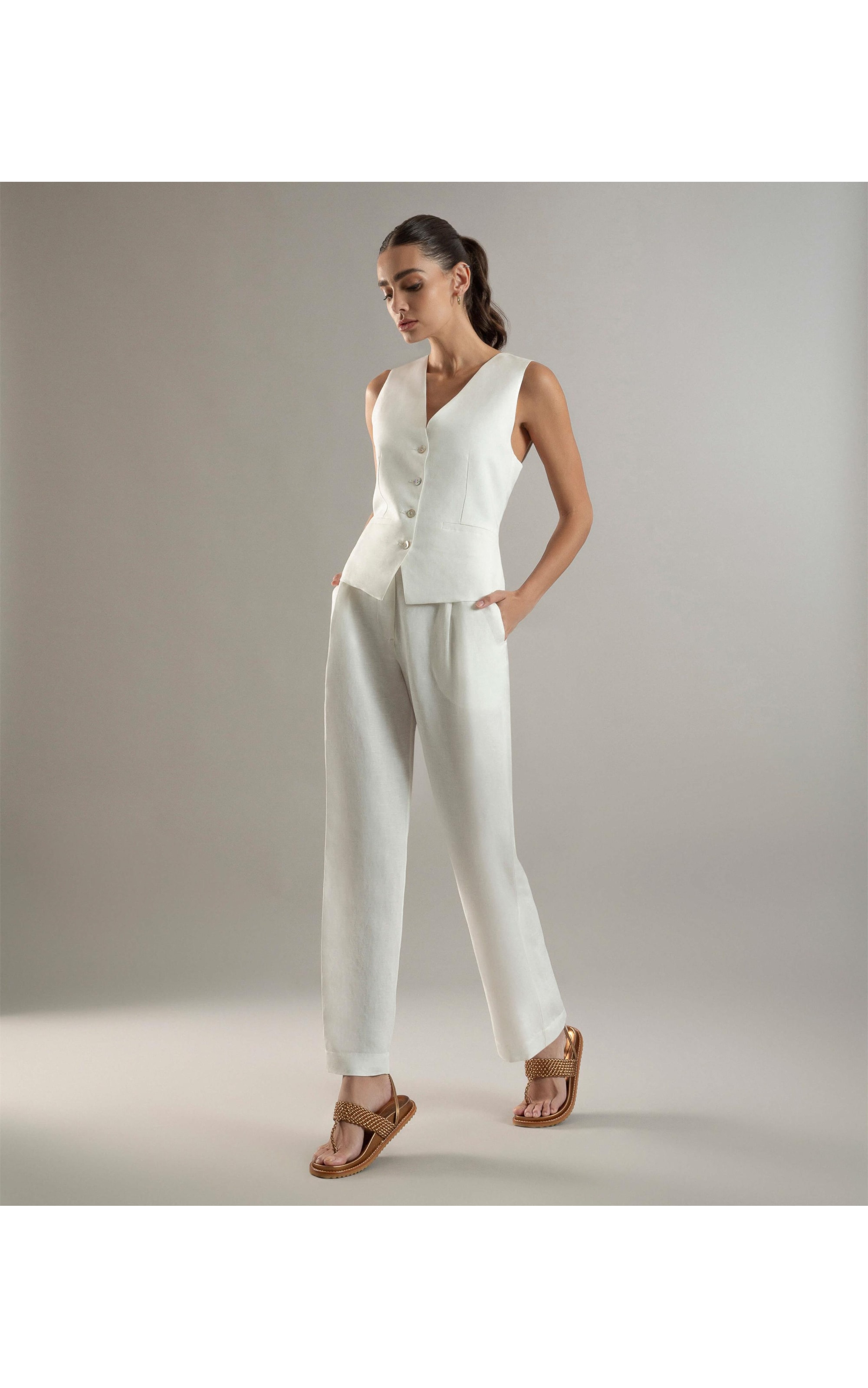 Calça Linho  Elinor Off White