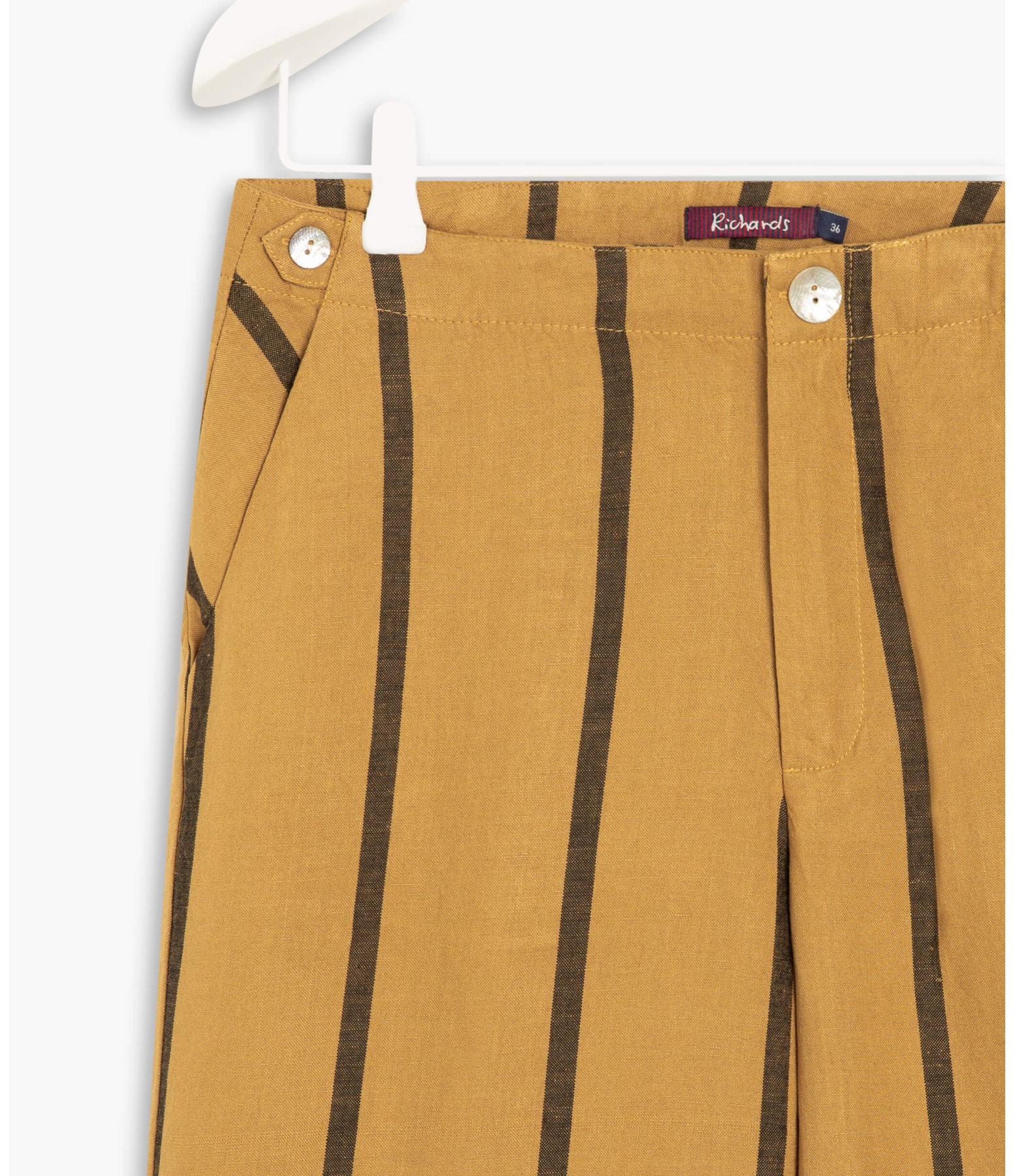 Calça Linho  Fafa Stripe Mostarda