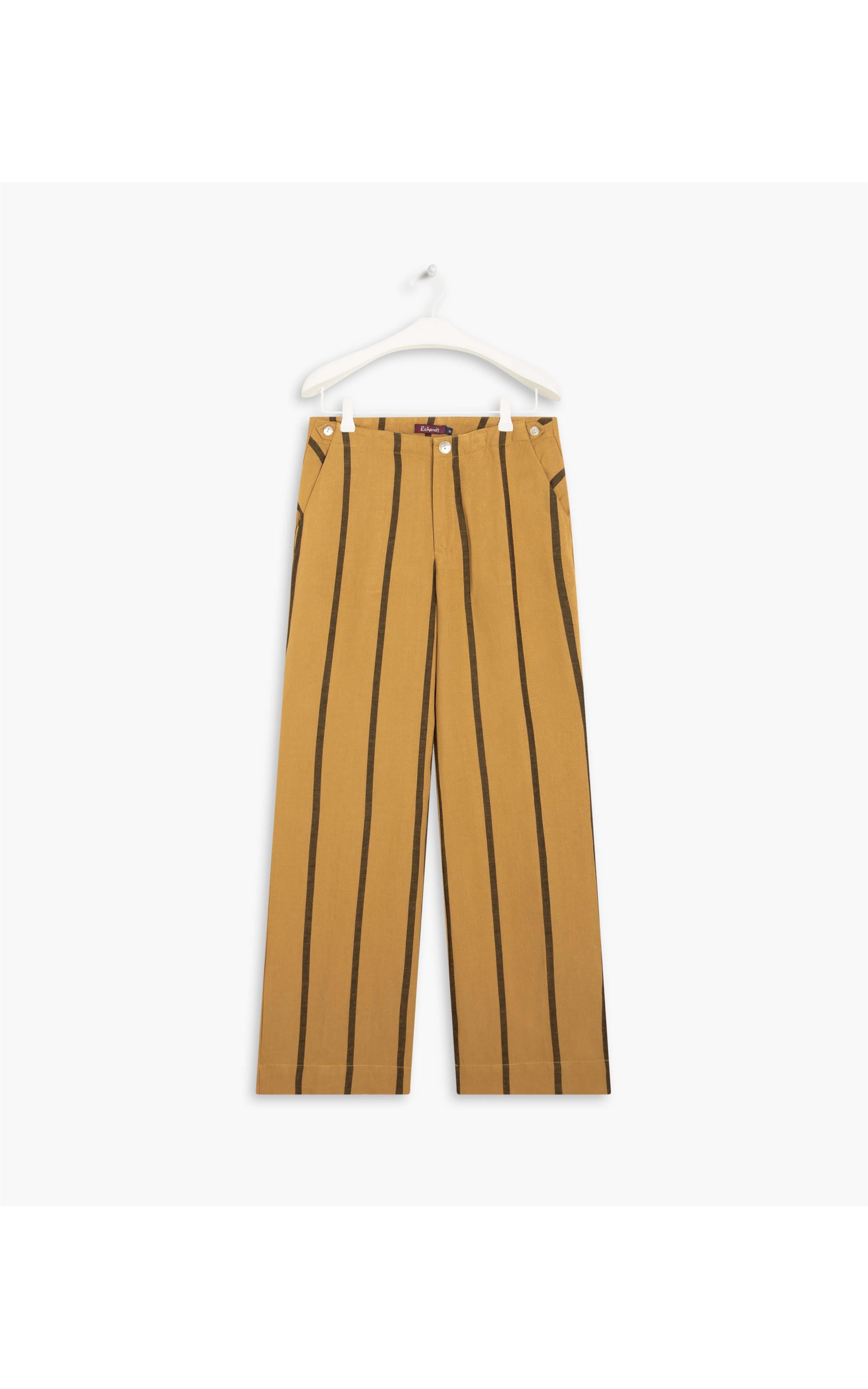 Calça Linho  Fafa Stripe Mostarda