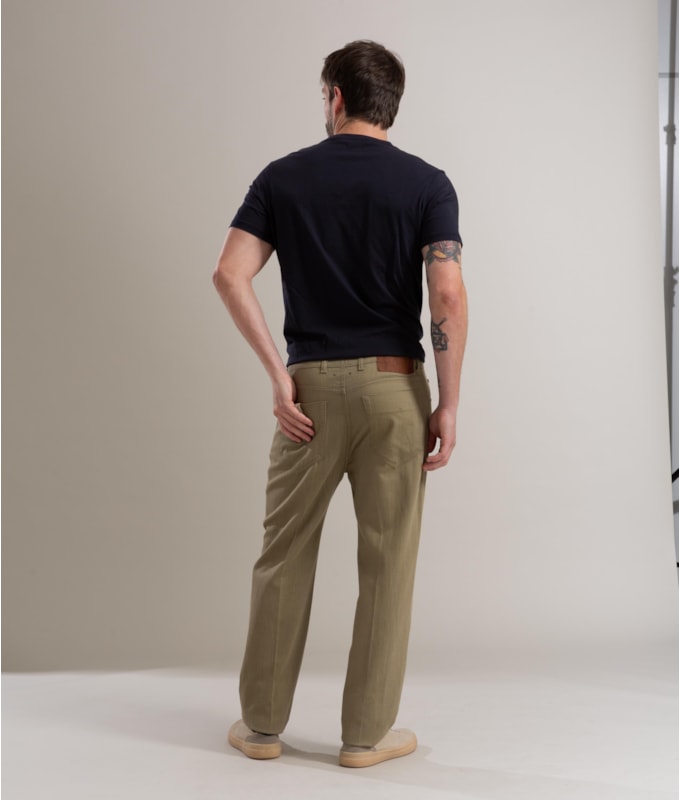 Calça Linho  Five Pockets Estonia Verde Militar