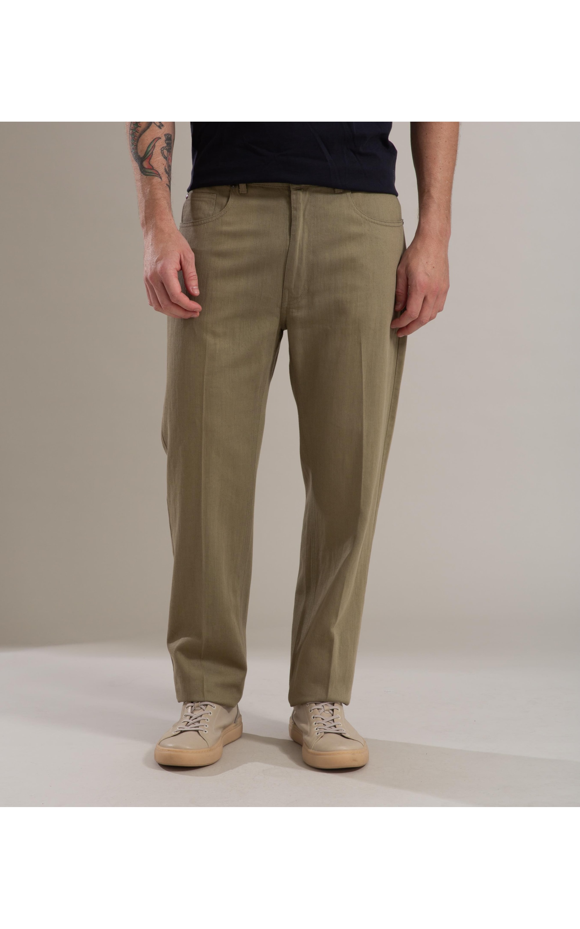 Calça Linho  Five Pockets Estonia Verde Militar