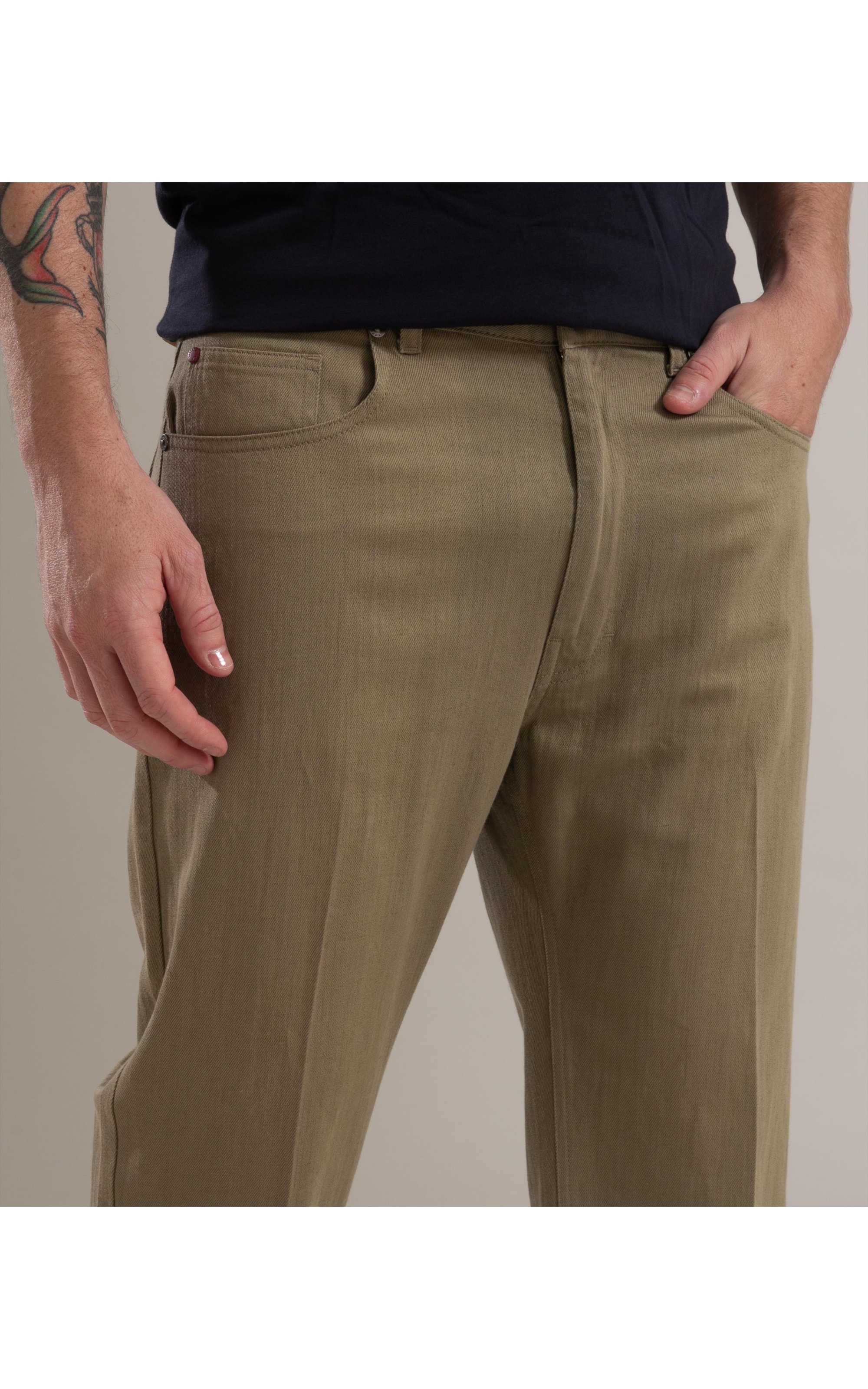 Calça Linho  Five Pockets Estonia Verde Militar