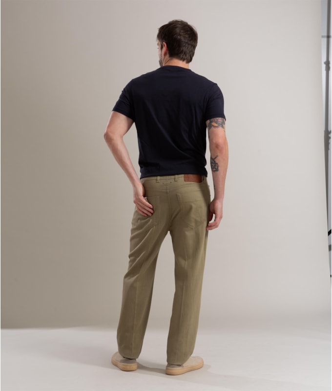 Calça Linho  Five Pockets Estonia Verde Militar