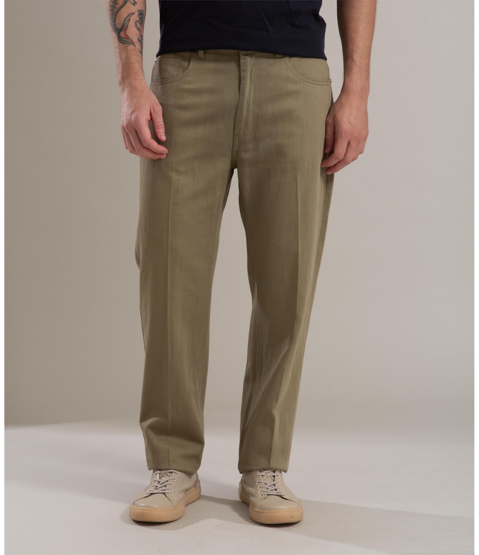 Calça Linho  Five Pockets Estonia Verde Militar