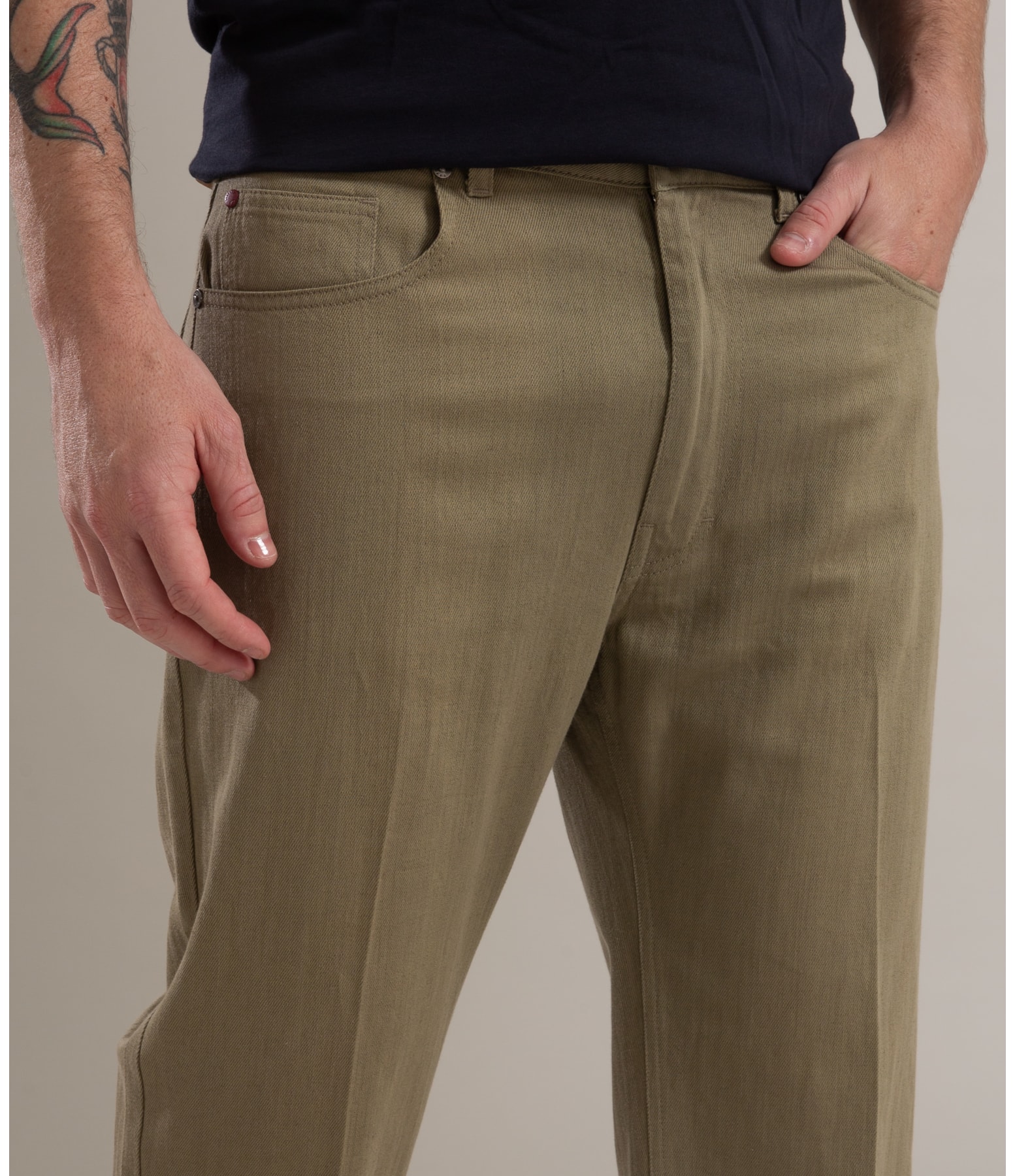 Calça Linho  Five Pockets Estonia Verde Militar