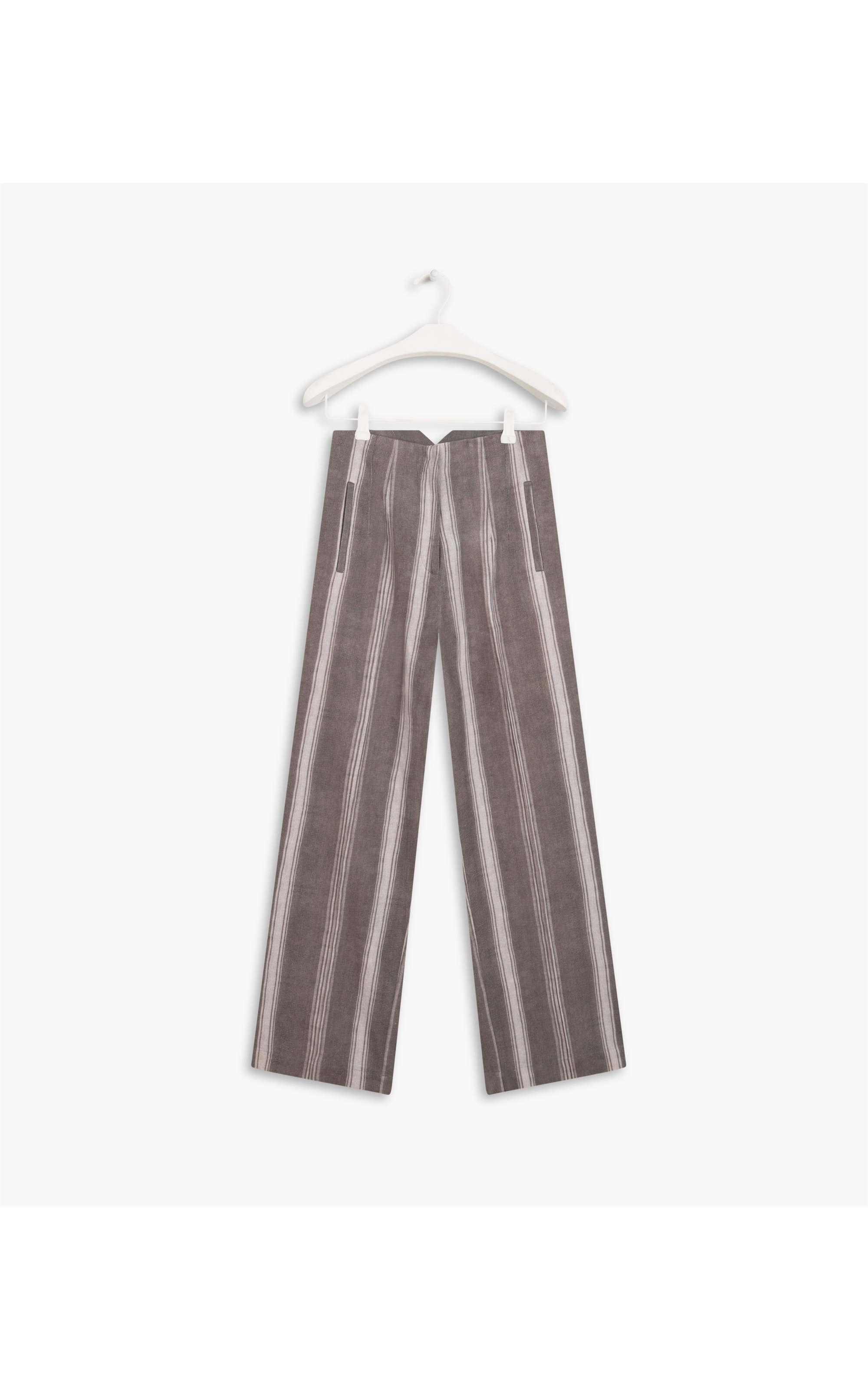 Calça Linho  Greta Stripe Lino Blend Ft Verde Militar