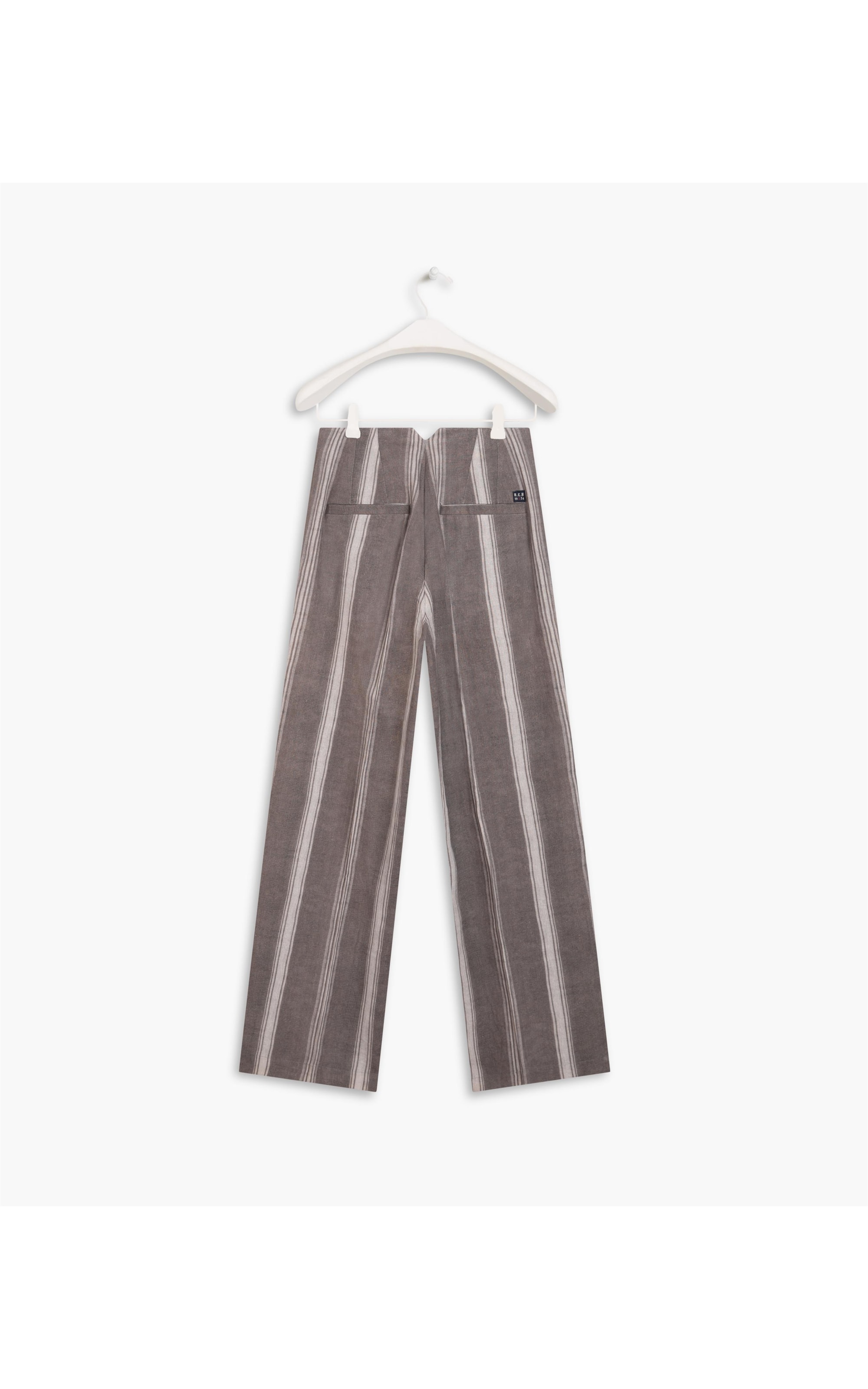 Calça Linho  Greta Stripe Lino Blend Ft Verde Militar