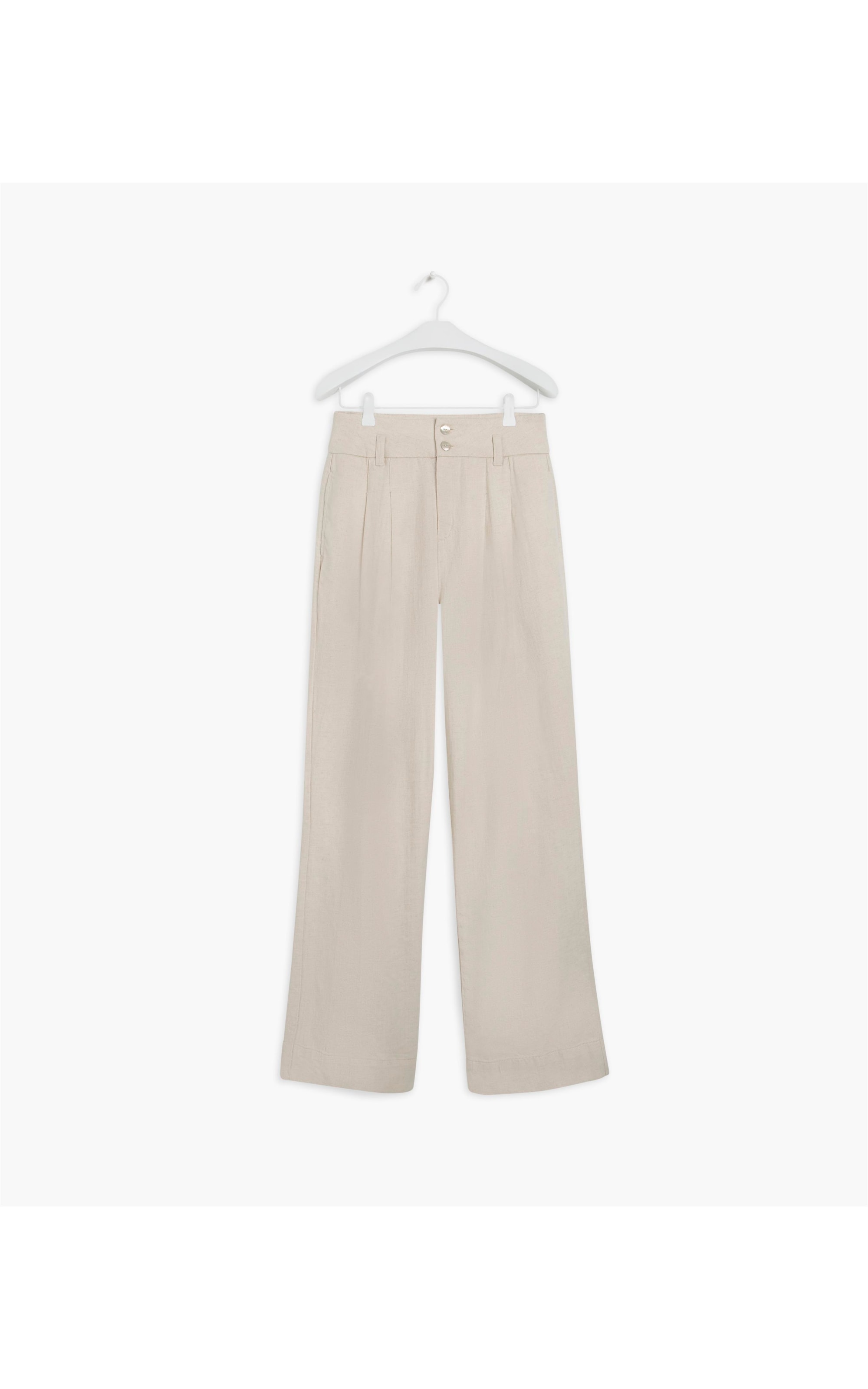 Calça Linho  Jane Pregas Heavy Pantalona Natural