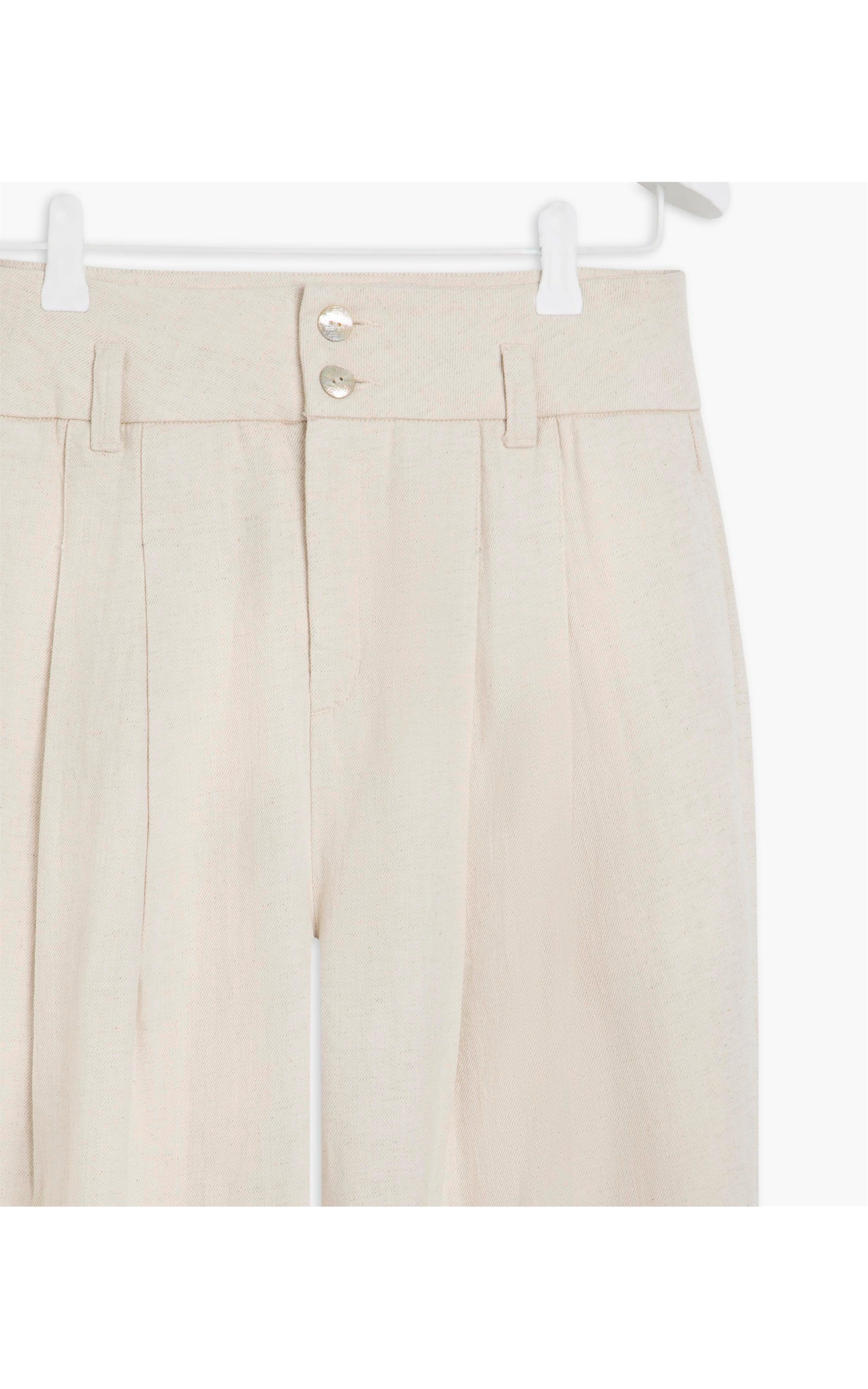 Calça Linho  Jane Pregas Heavy Pantalona Natural