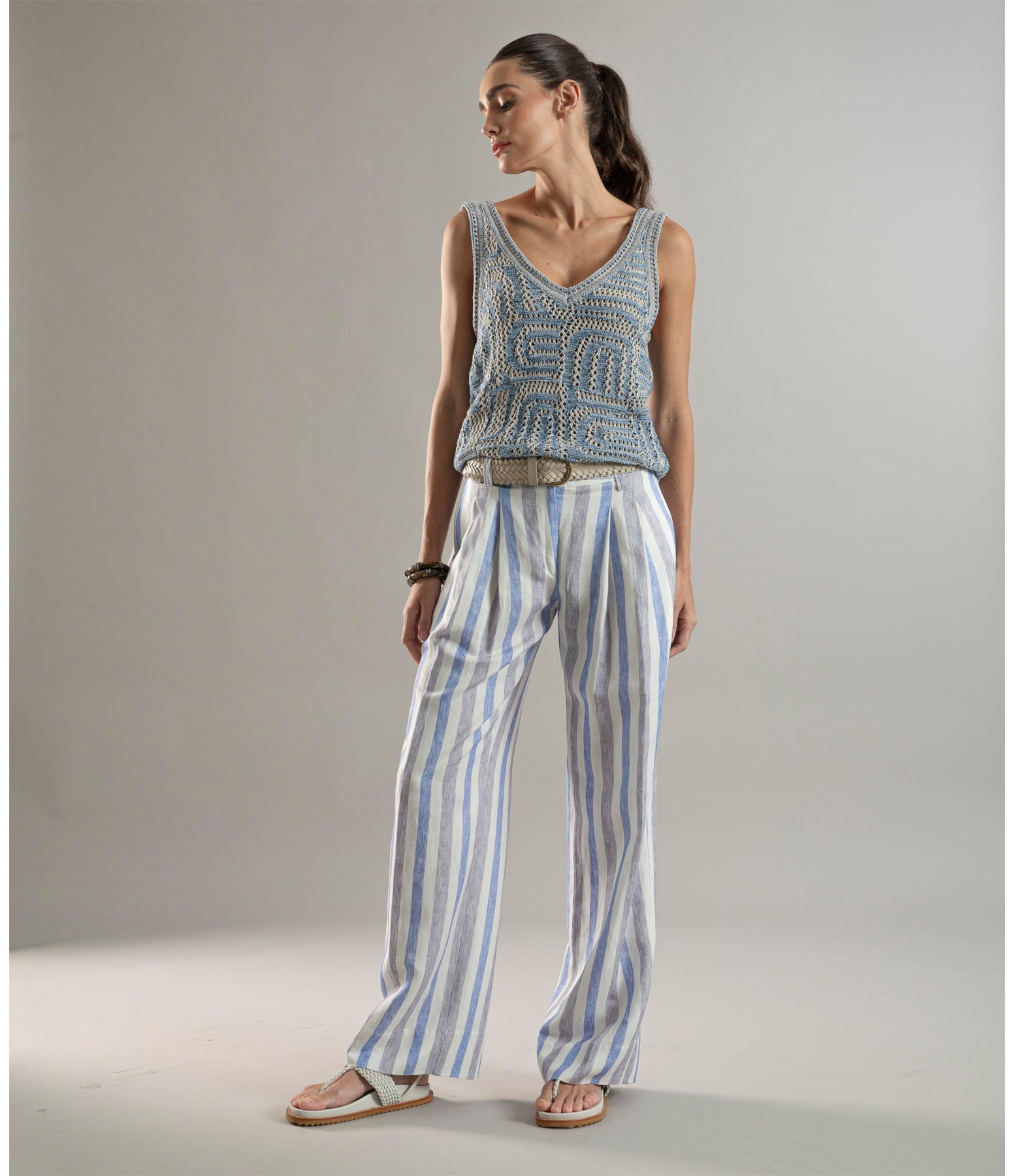 Calça Linho  Jane  Stripes Lilas