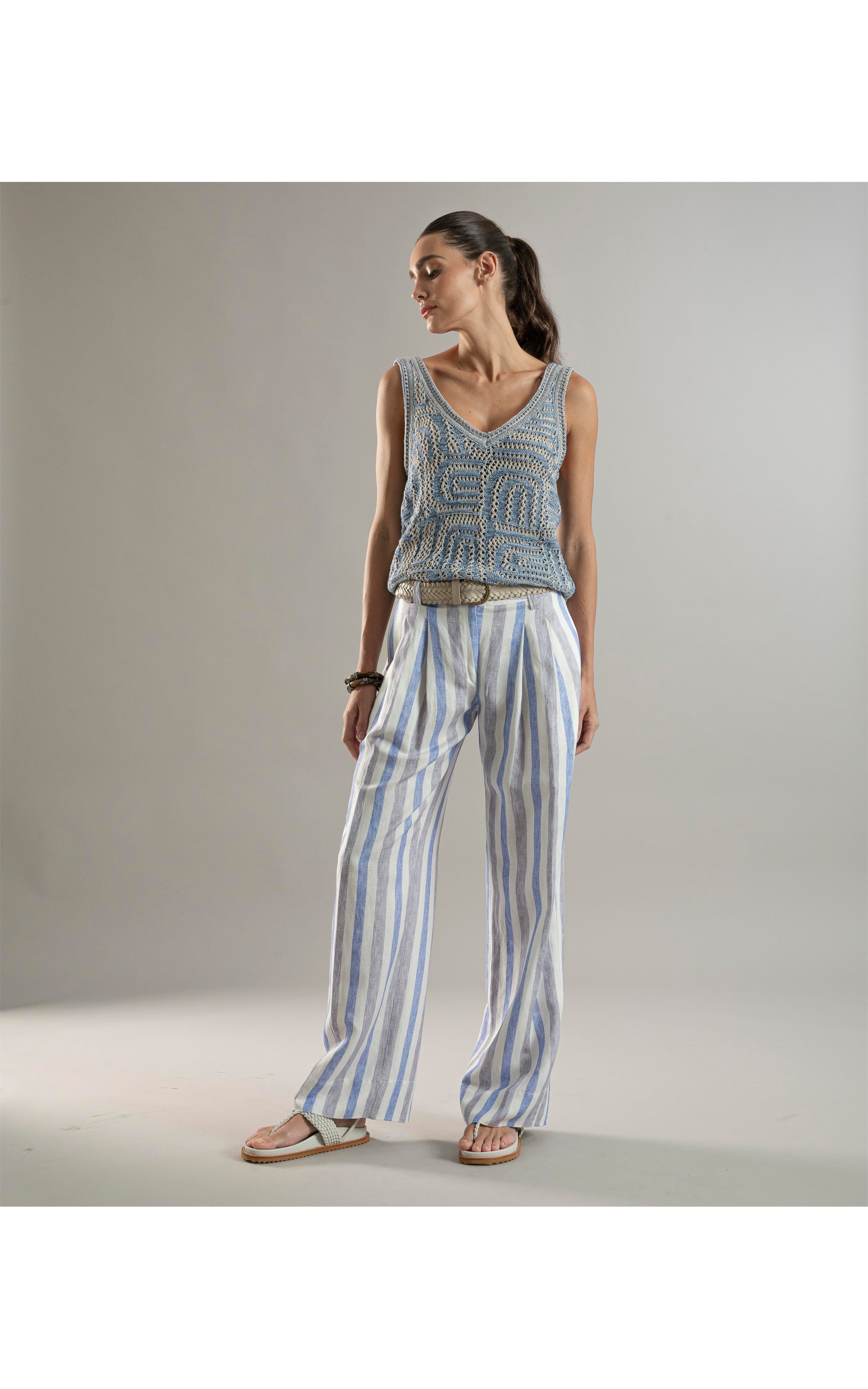 Calça Linho  Jane  Stripes Lilas