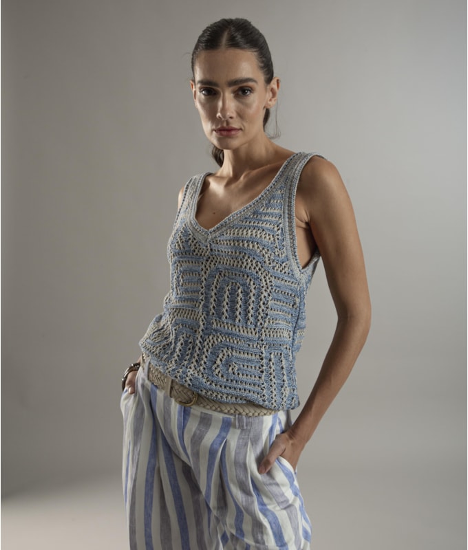 Calça Linho  Jane  Stripes Lilas