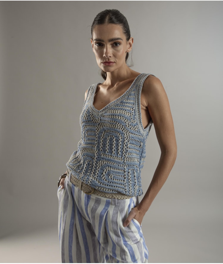 Calça Linho  Jane  Stripes Lilas