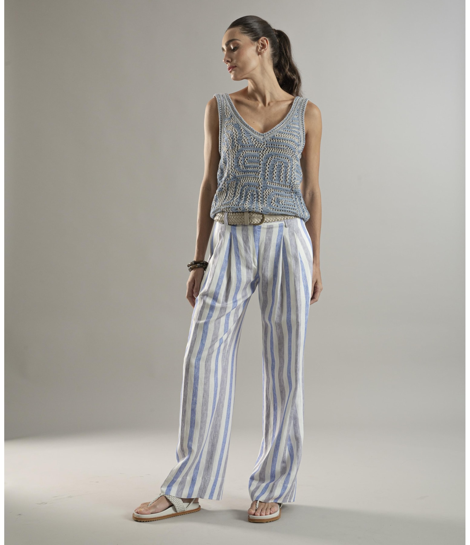 Calça Linho  Jane  Stripes Lilas