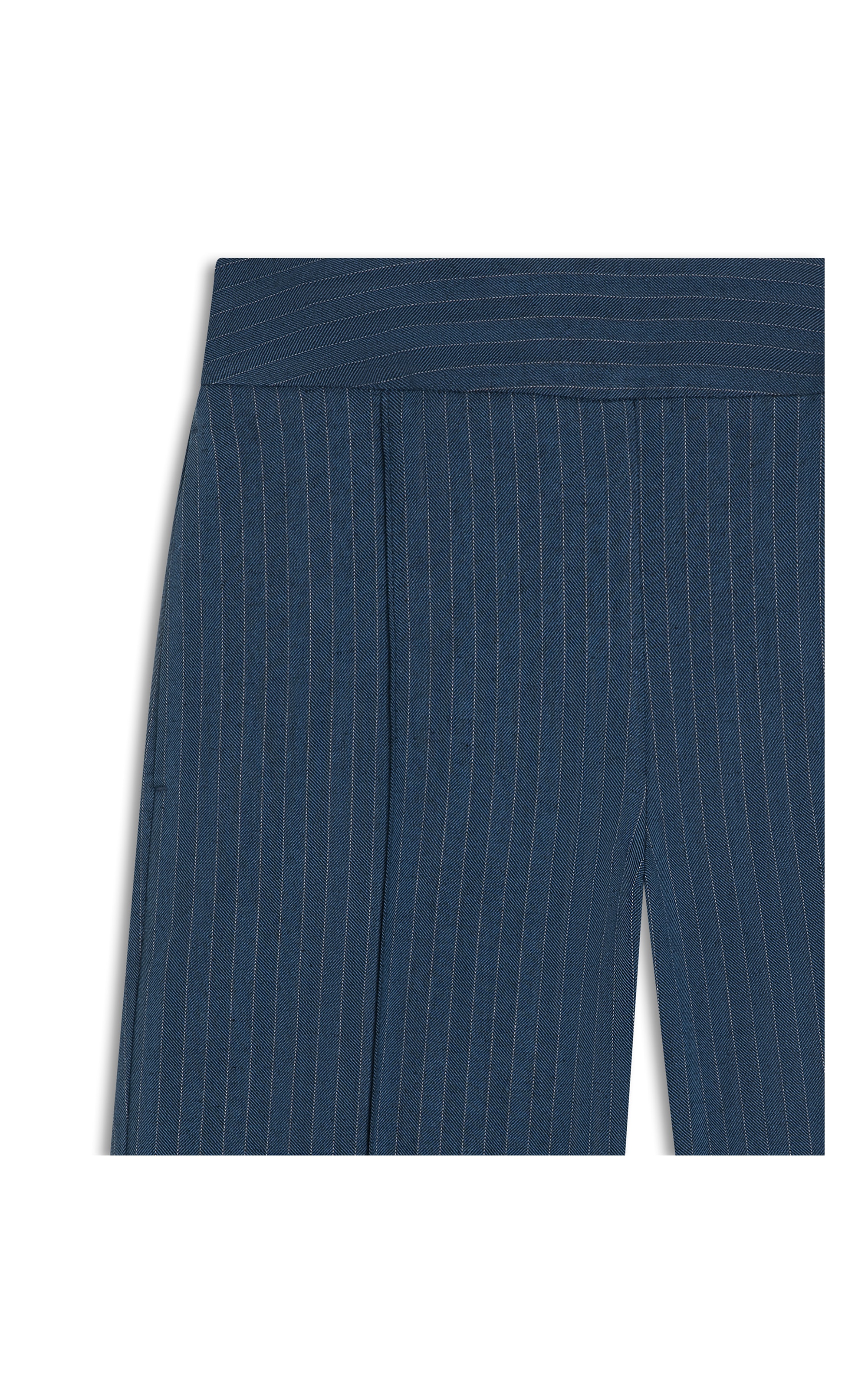 Calça Linho Laguna Chevil Pesponto Marinho