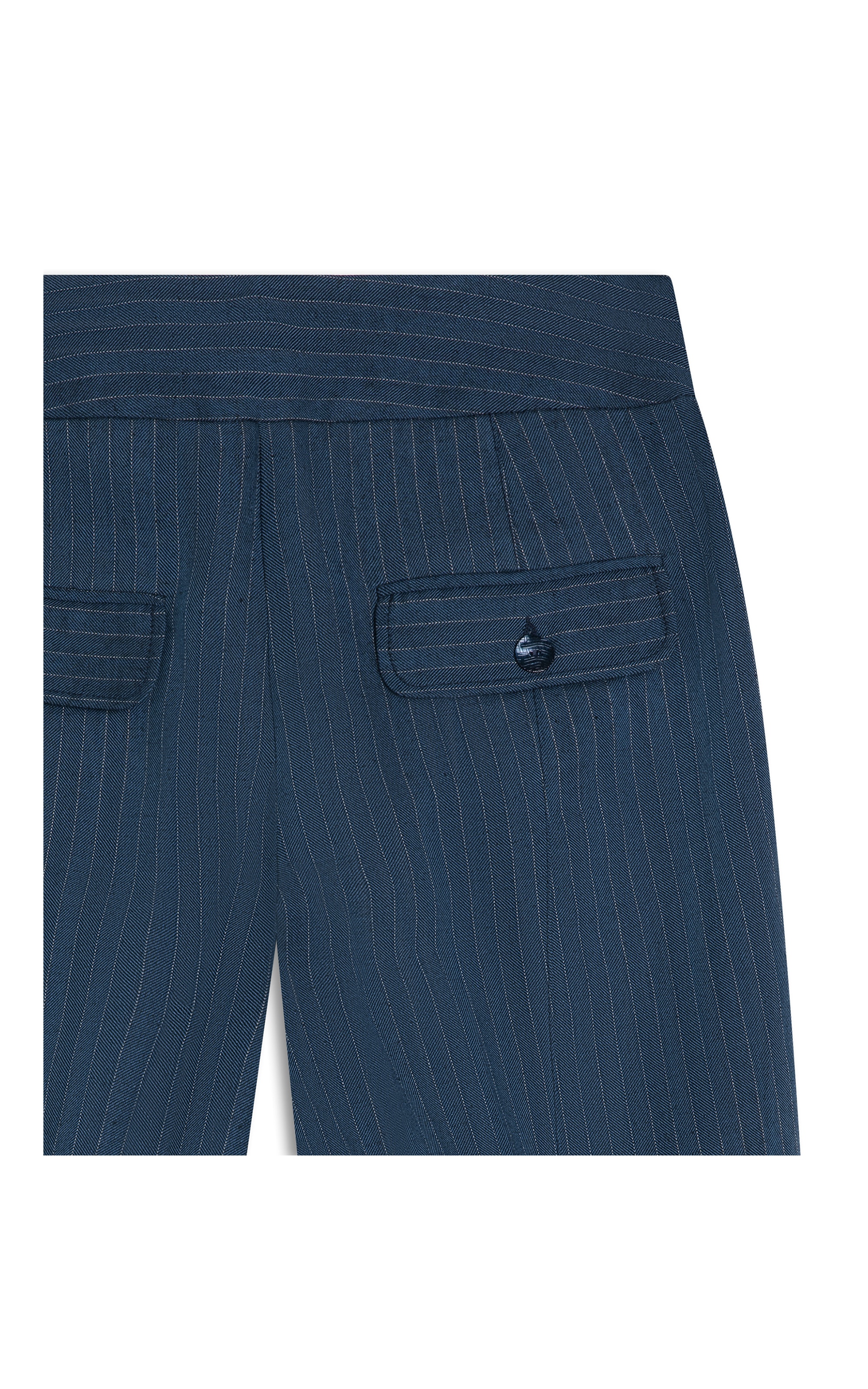 Calça Linho Laguna Chevil Pesponto Marinho