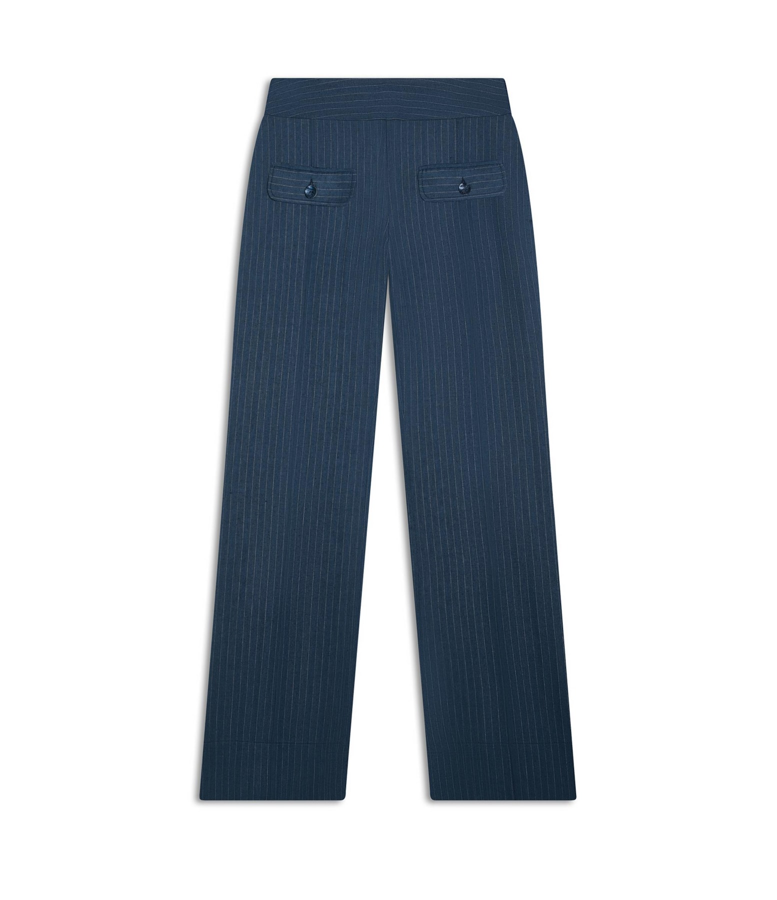 Calça Linho Laguna Chevil Pesponto Marinho