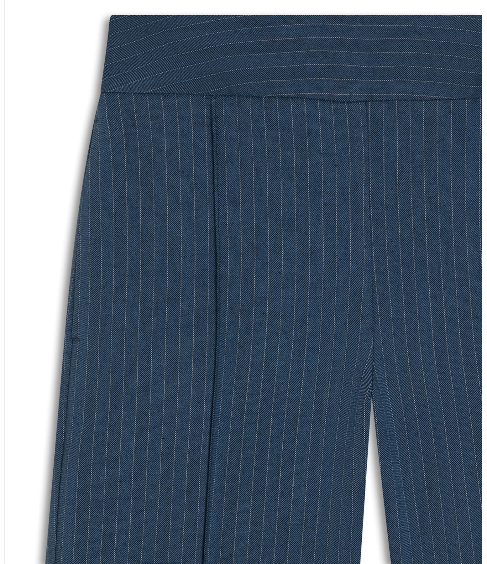 Calça Linho Laguna Chevil Pesponto Marinho