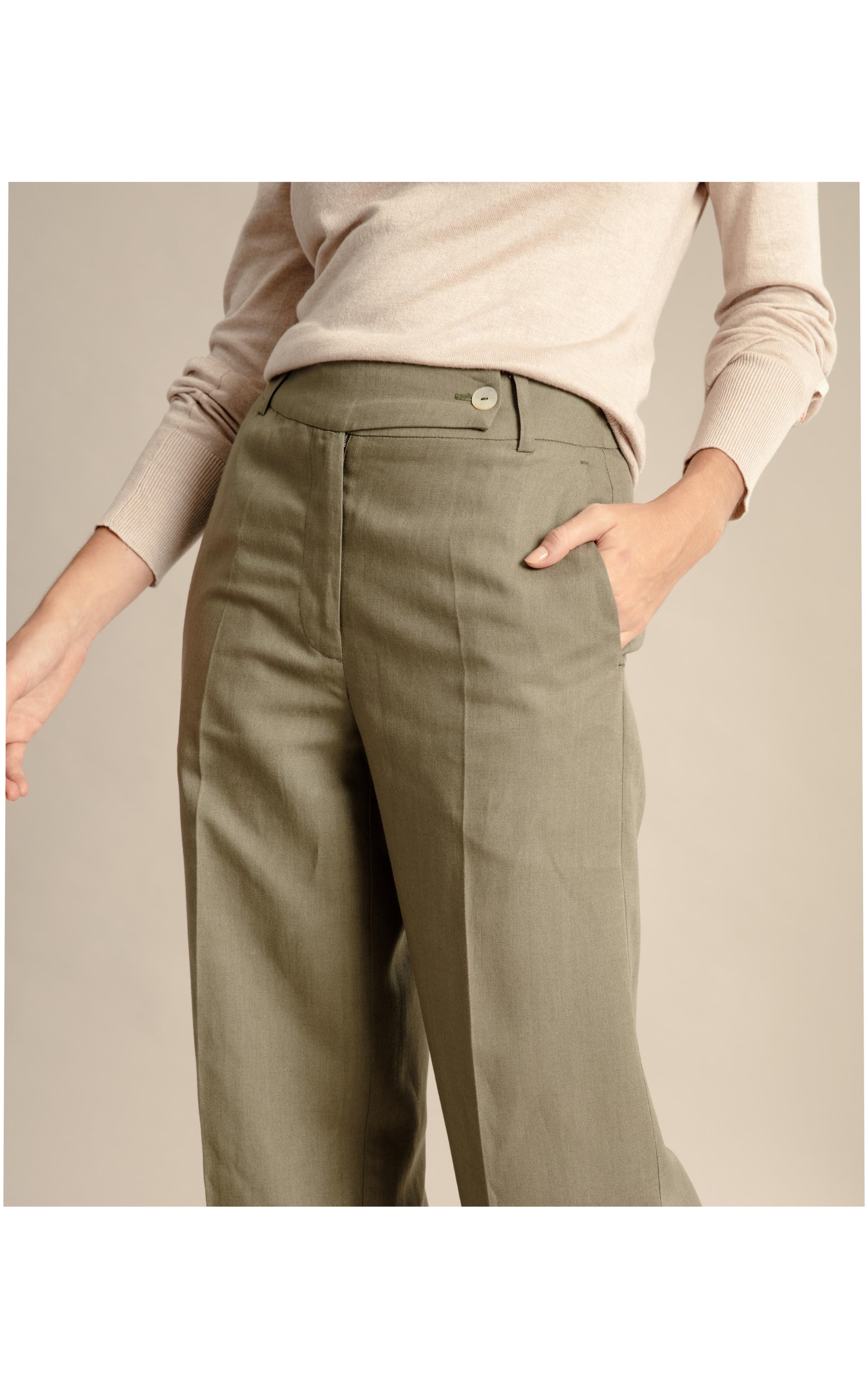 Calça Linho  Linus Verde Militar