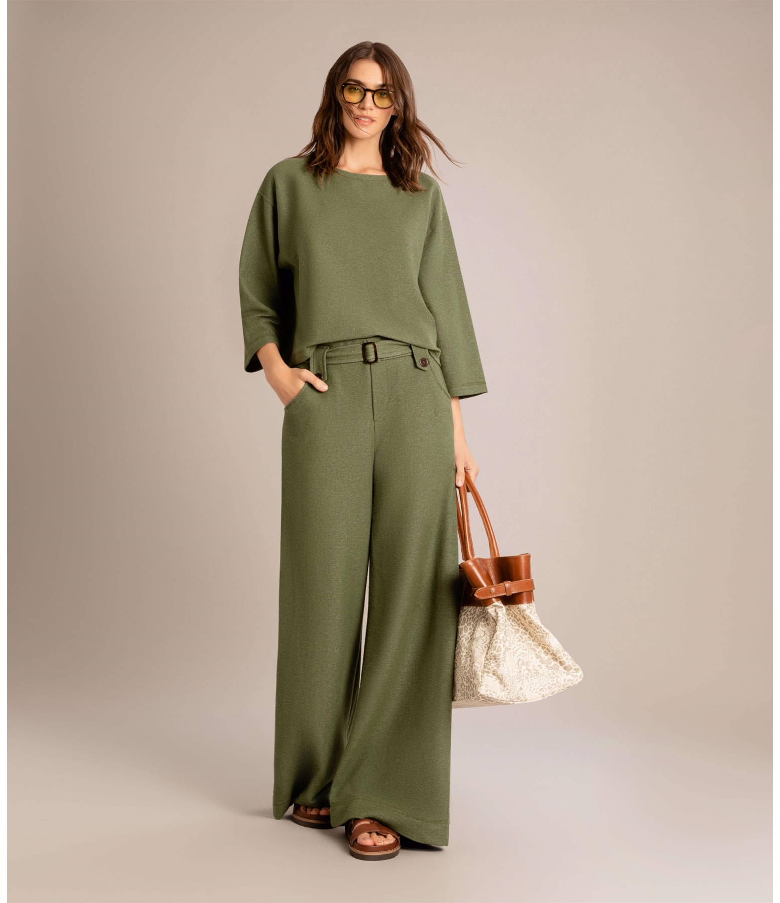 Calça Linho Lyra Moletom Verde Oliva