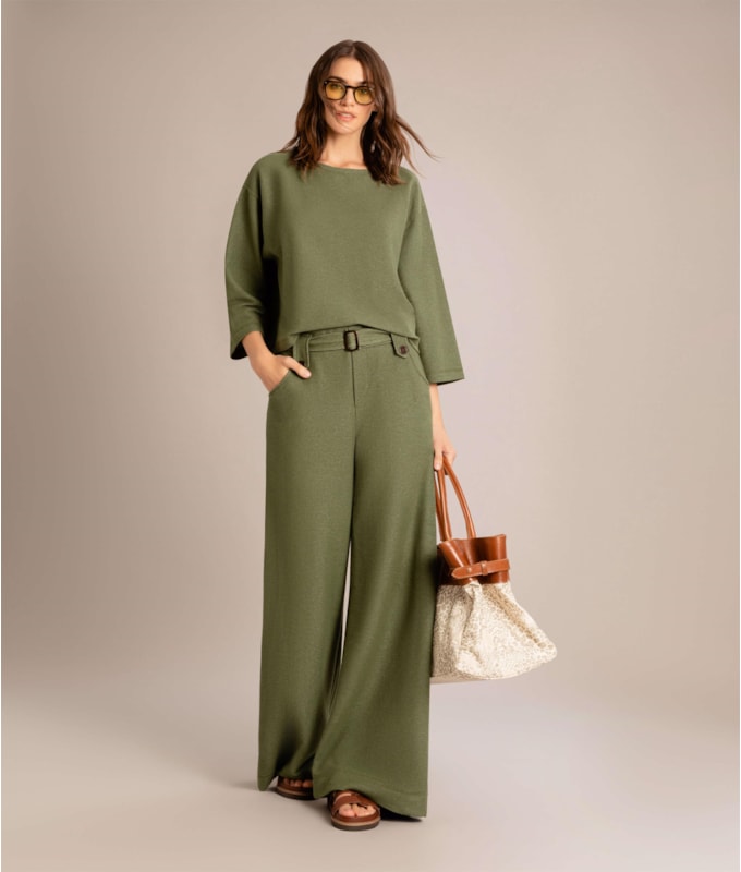 Calça Linho Lyra Moletom Verde Oliva