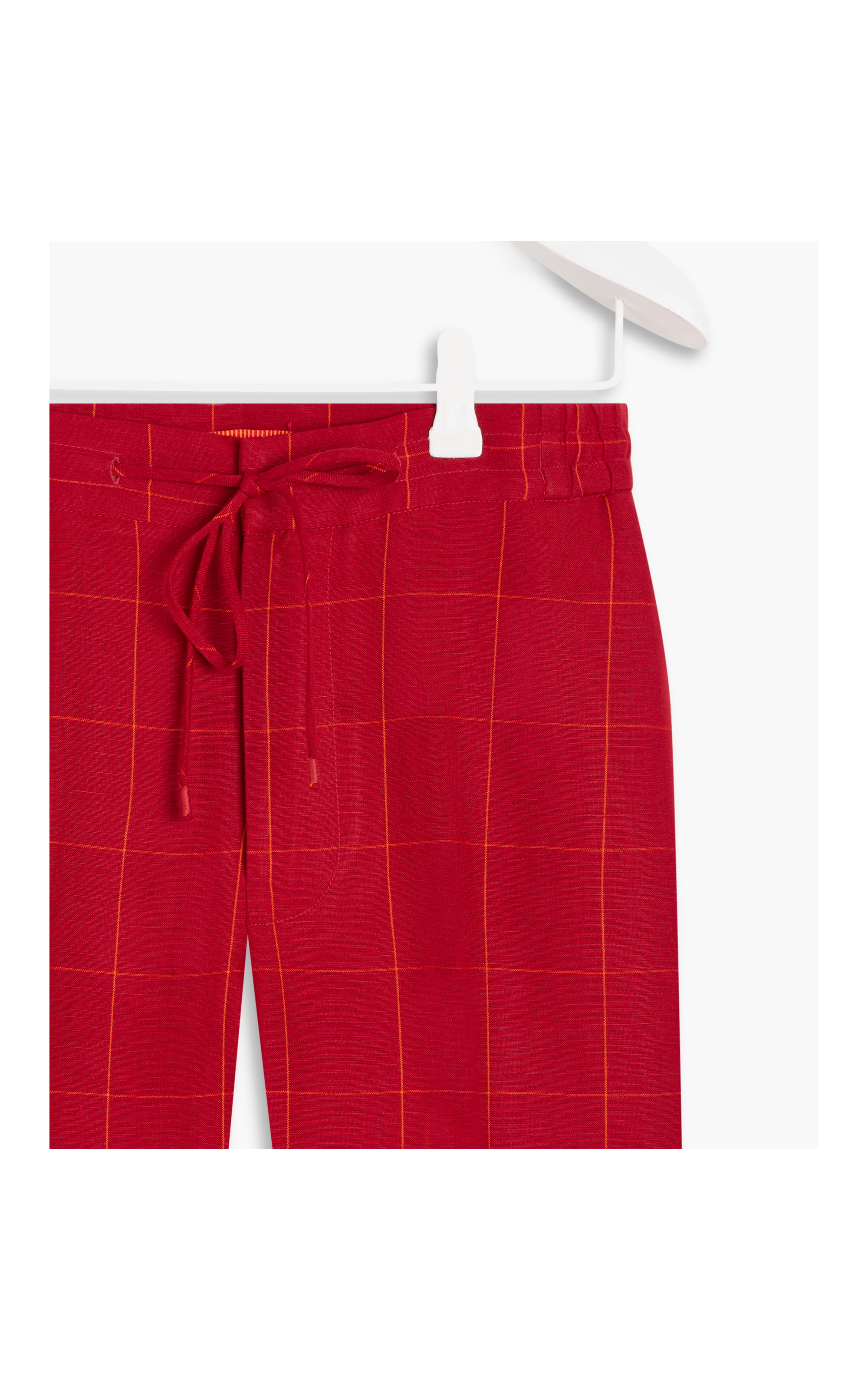 Calça Linho  Malta Checks Vermelho