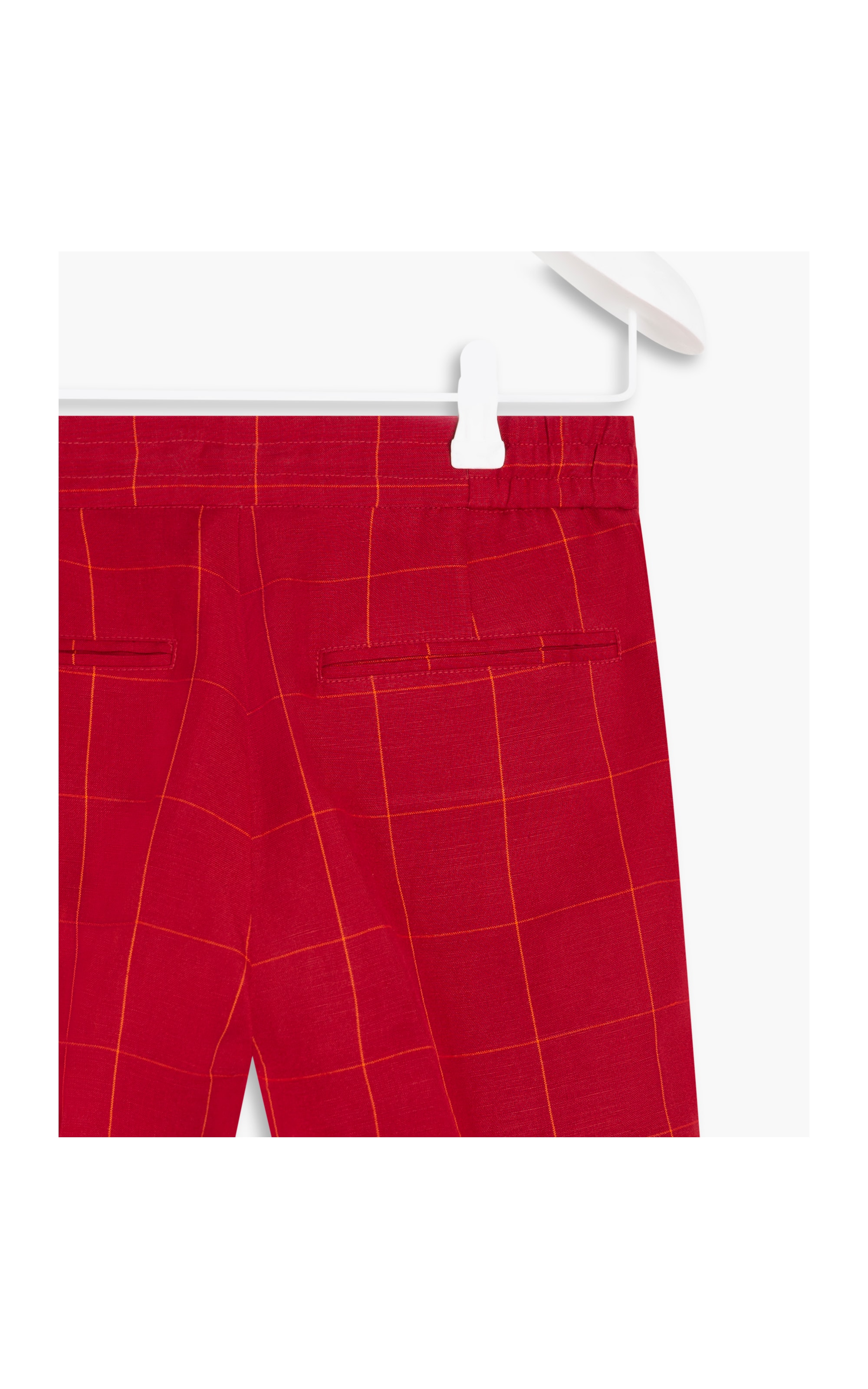 Calça Linho  Malta Checks Vermelho