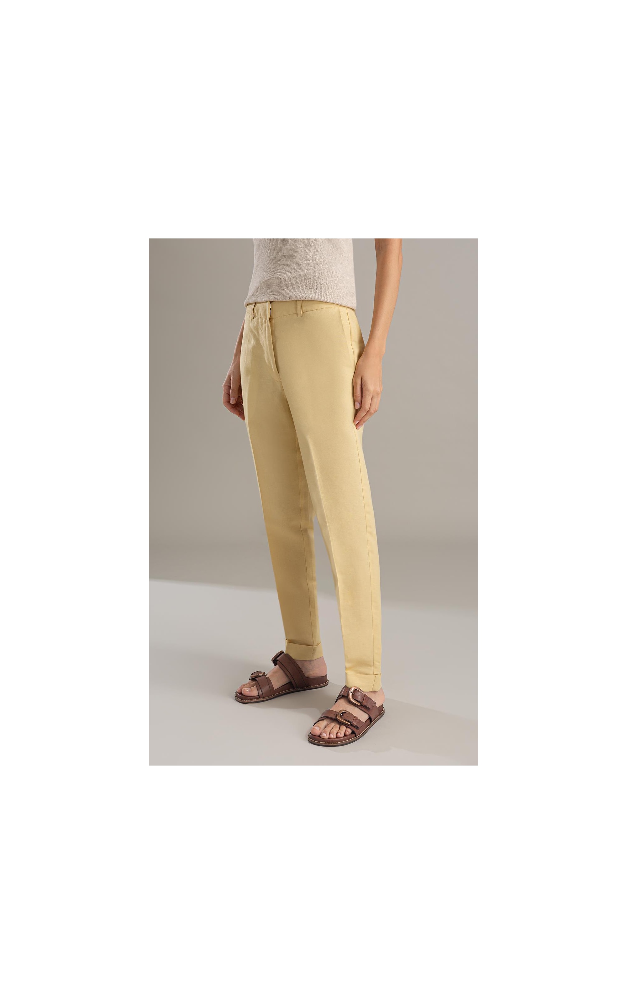 Calça Linho  Marseille Amarelo Claro