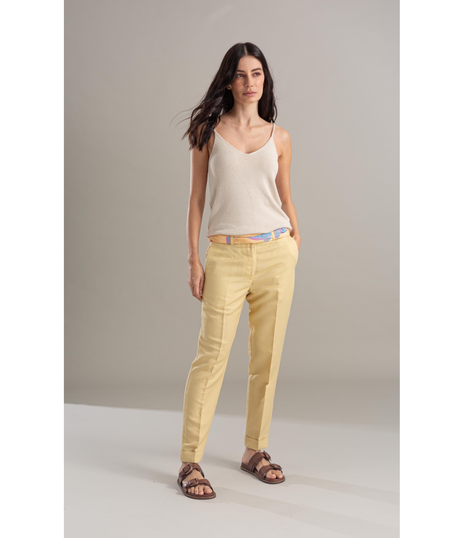 Calça Linho  Marseille Amarelo Claro
