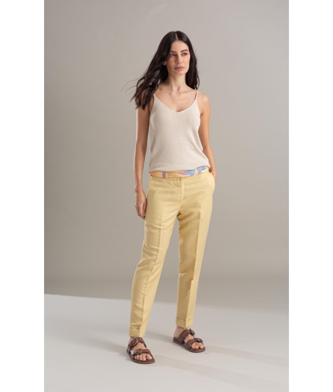Calça Linho  Marseille Amarelo Claro