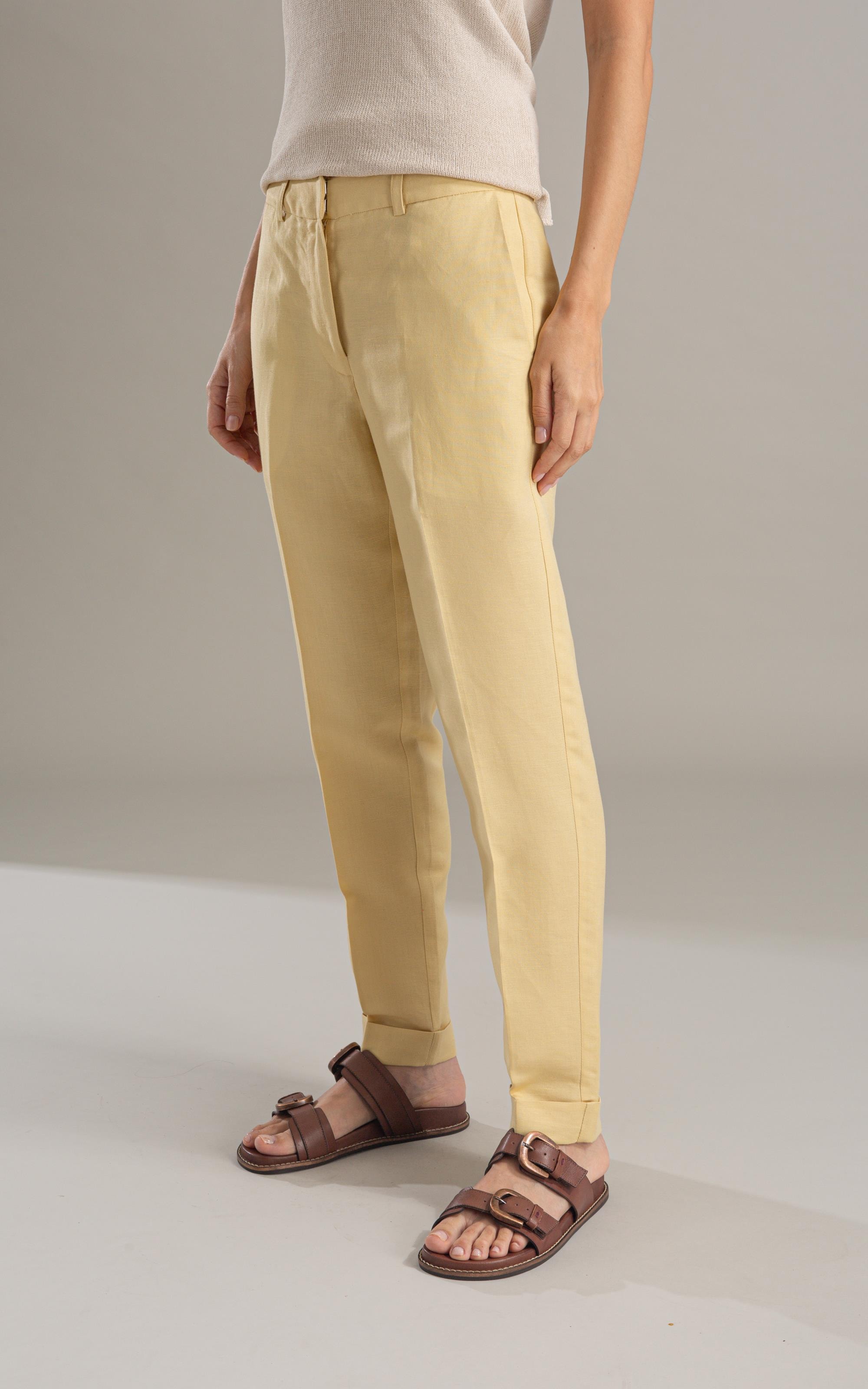 Calça Linho  Marseille Amarelo Claro