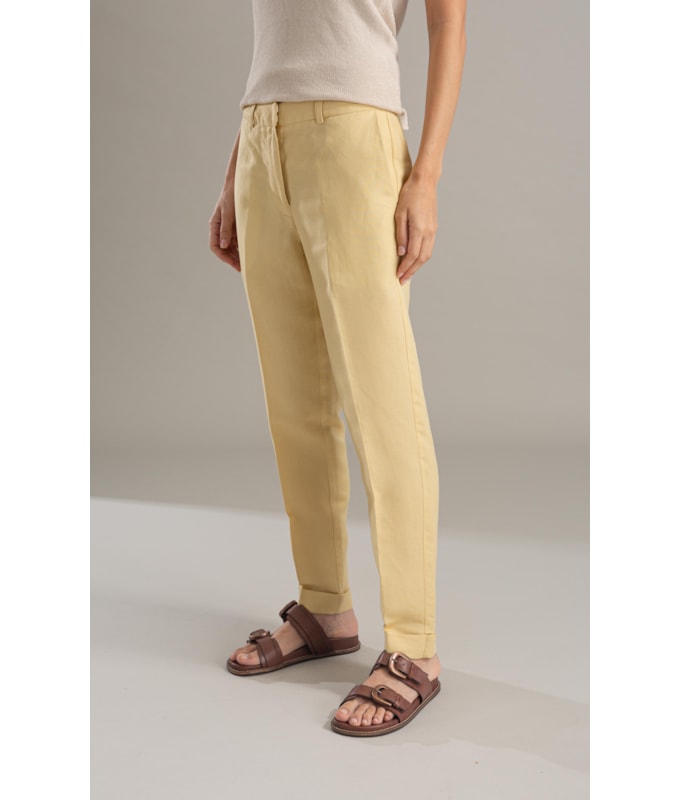 Calça Linho  Marseille Amarelo Claro