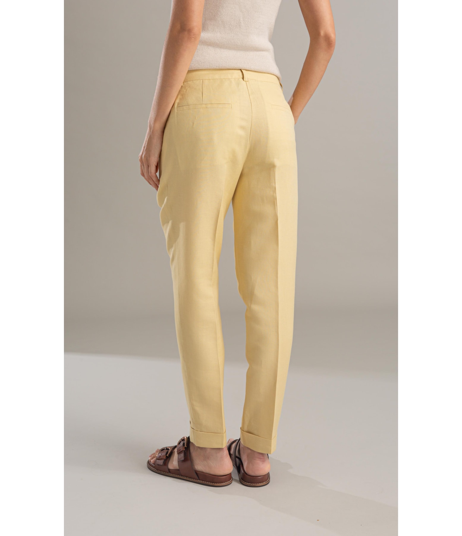 Calça Linho  Marseille Amarelo Claro