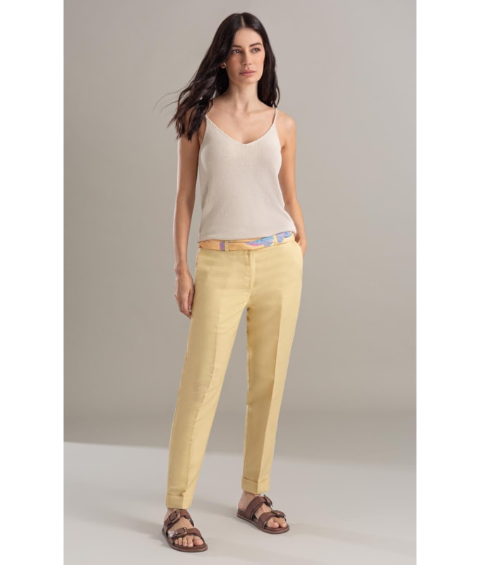 Calça Linho  Marseille Amarelo Claro