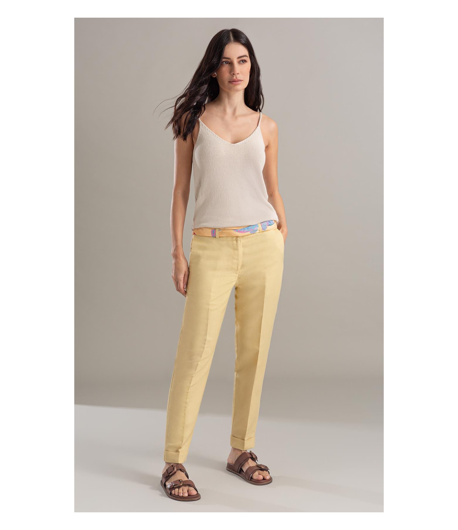Calça Linho  Marseille Amarelo Claro