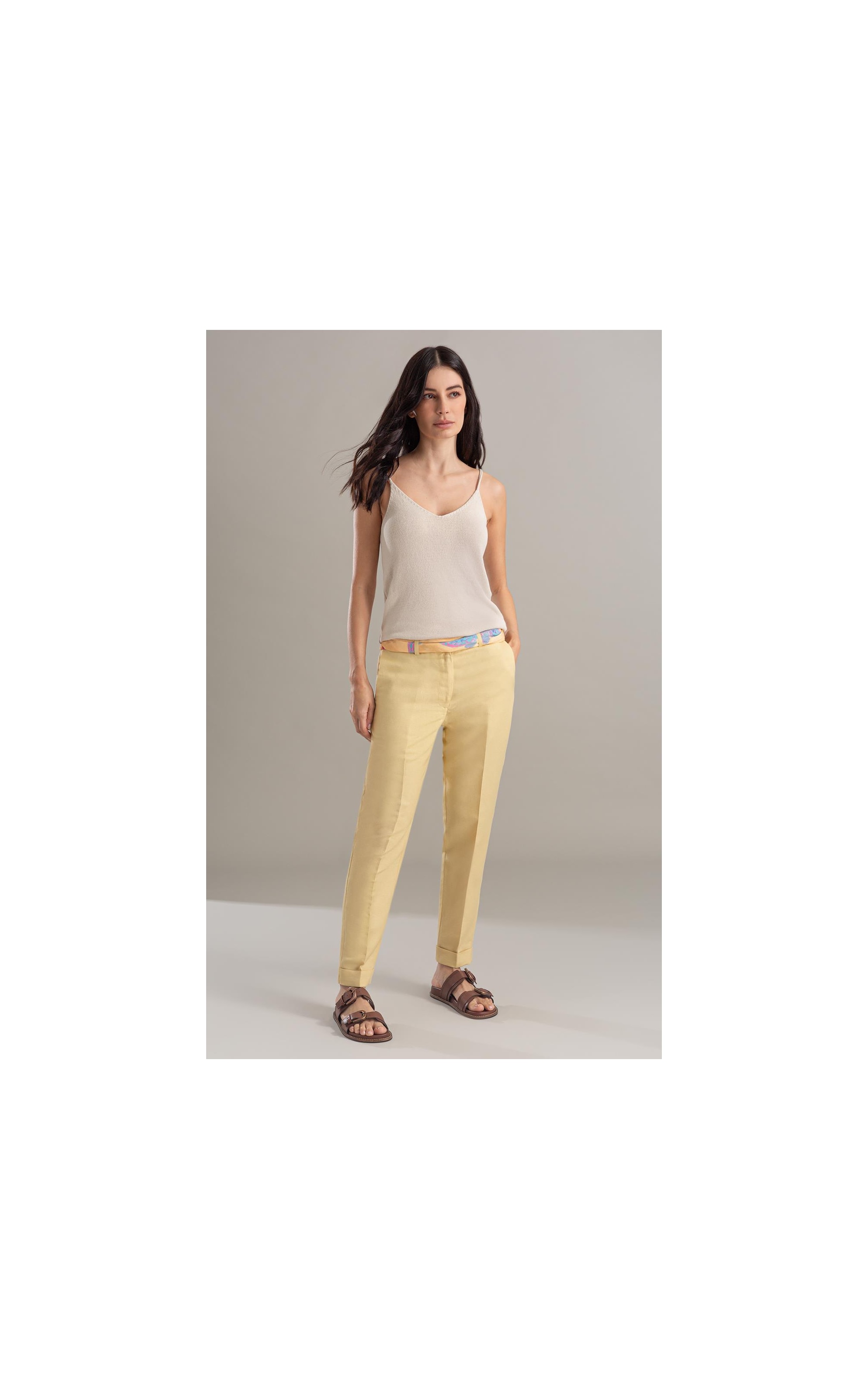 Calça Linho  Marseille Amarelo Claro